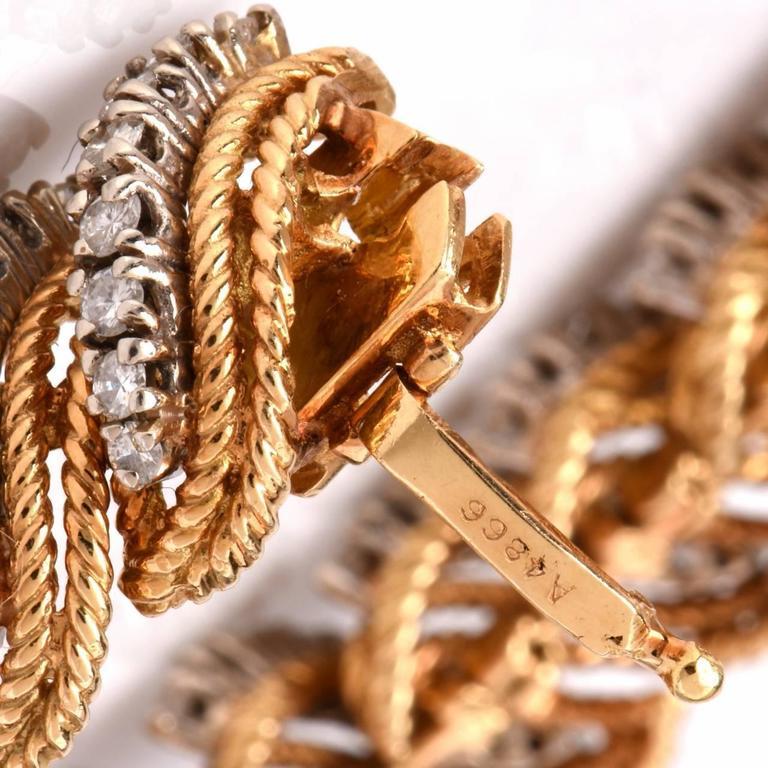 1960s Diamond Gold Flexible Braided Bracelet 1
