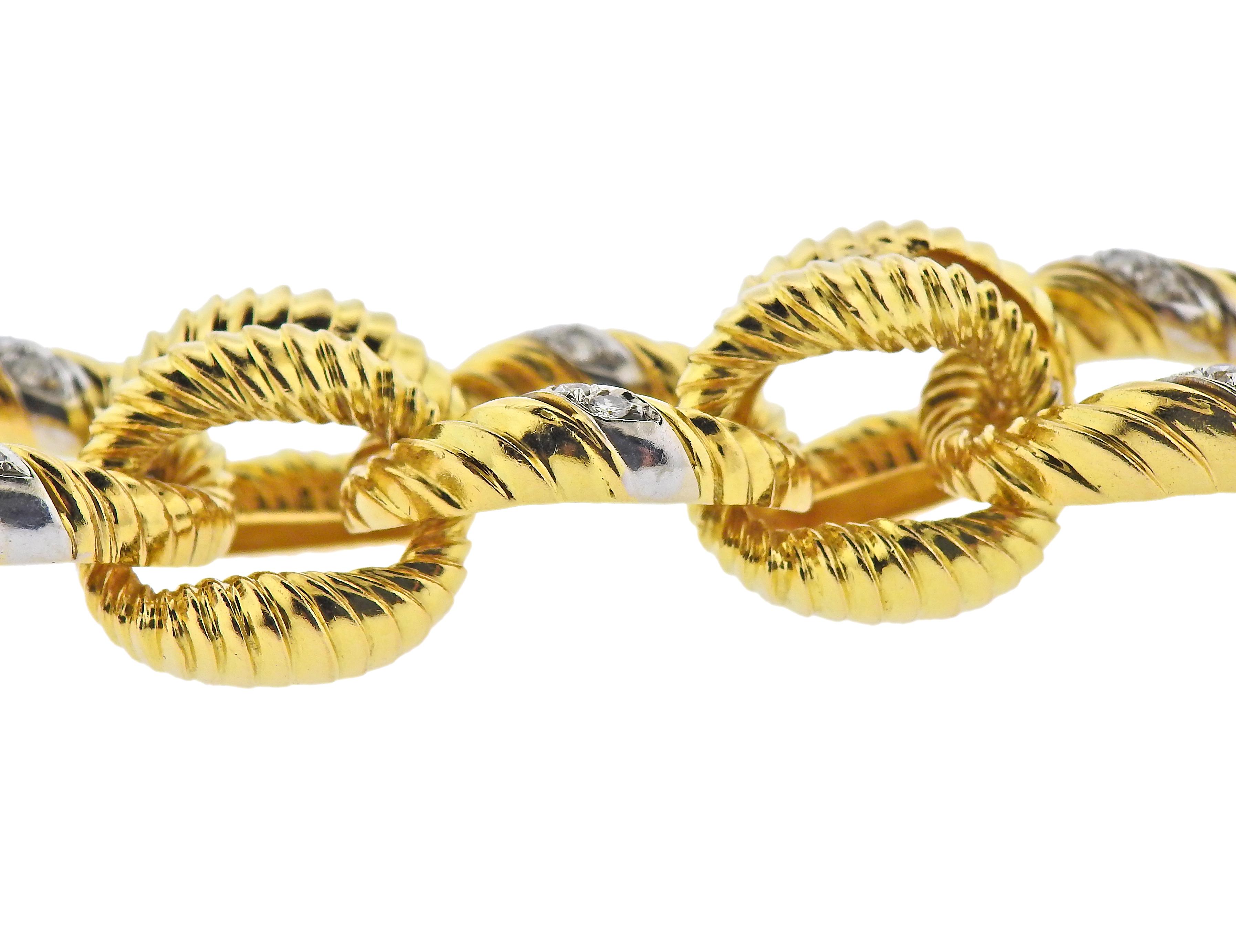 Women's 1960s Diamond Gold Link Bracelet For Sale
