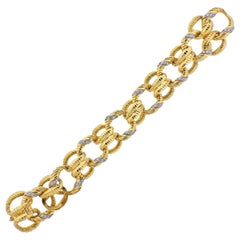 Vintage 1960s Diamond Gold Link Bracelet
