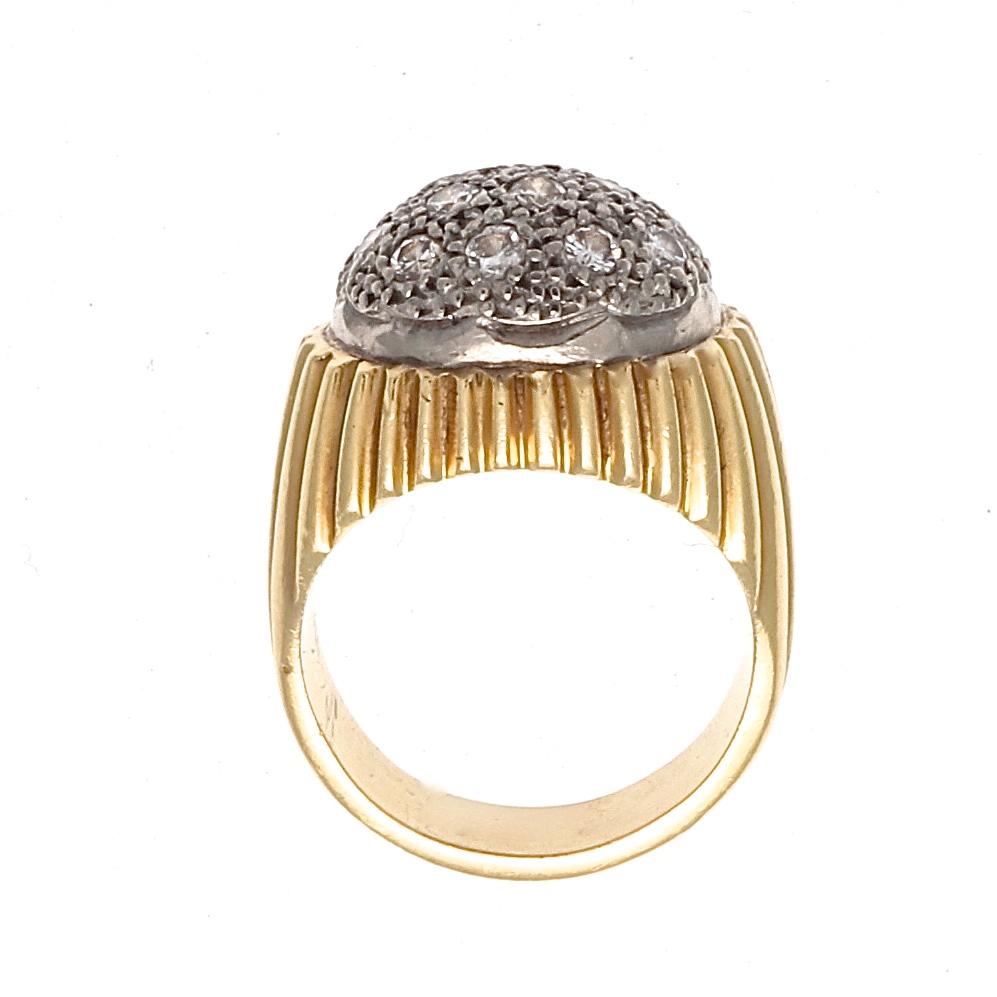 1960s Diamond Gold Platinum Dome Ring In Excellent Condition In Beverly Hills, CA