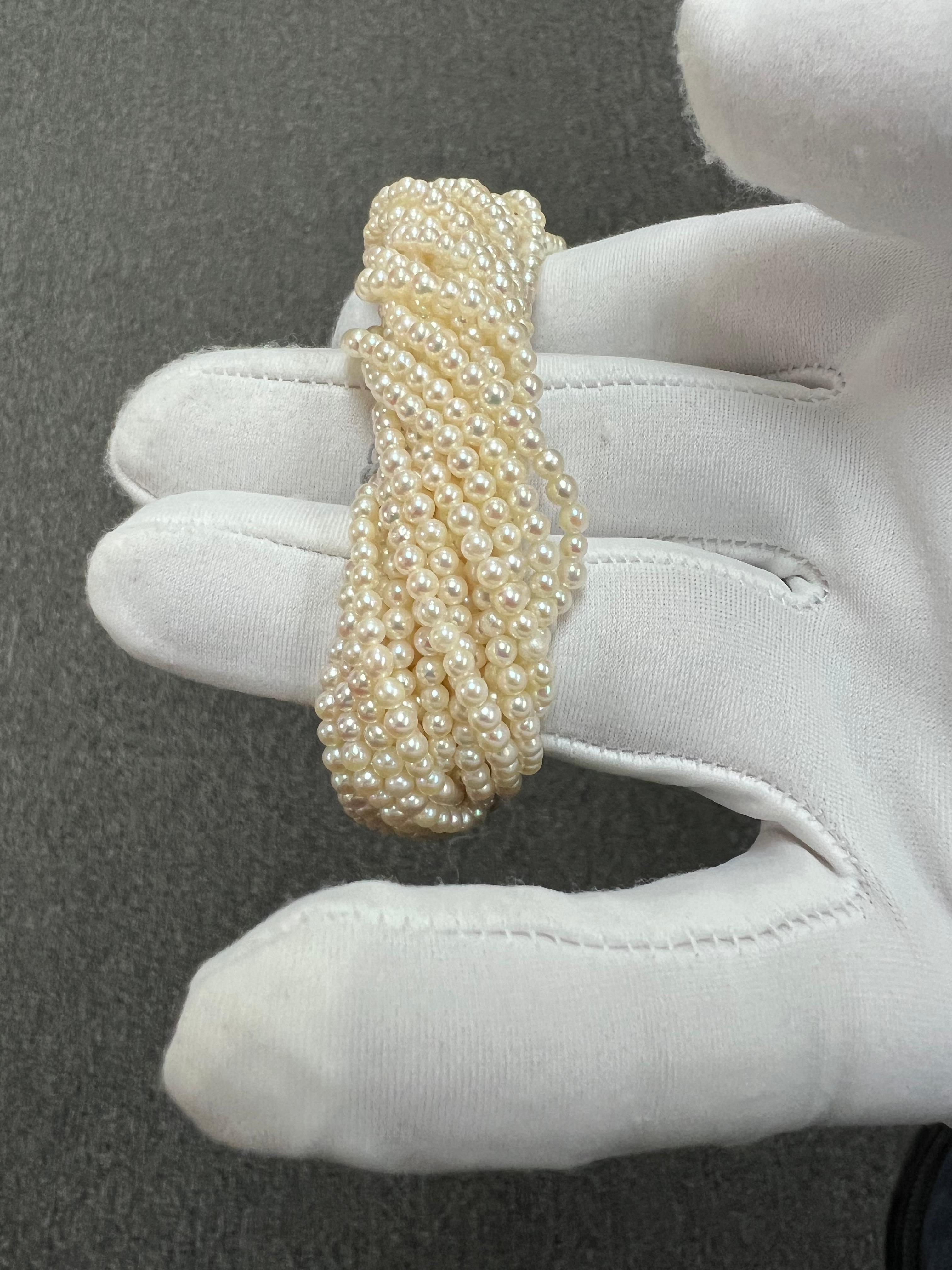 1960s Diamond Leopard Head Pearl And Gold Torsade Bracelet 8