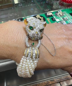 Bracelet torsadé à tête de léopard des années 1960