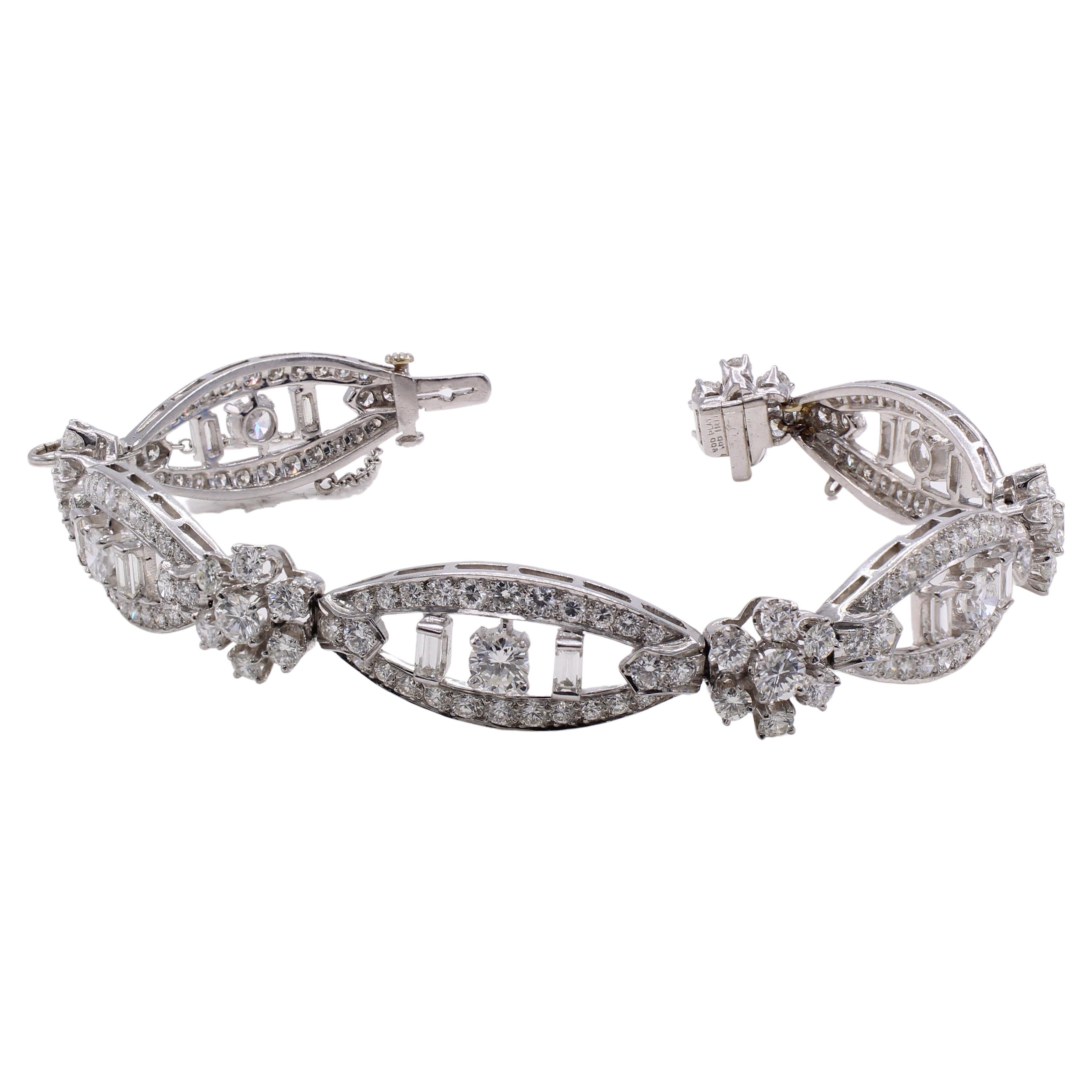 1960S  Diamond Platinum Cocktail Bracelet For Sale