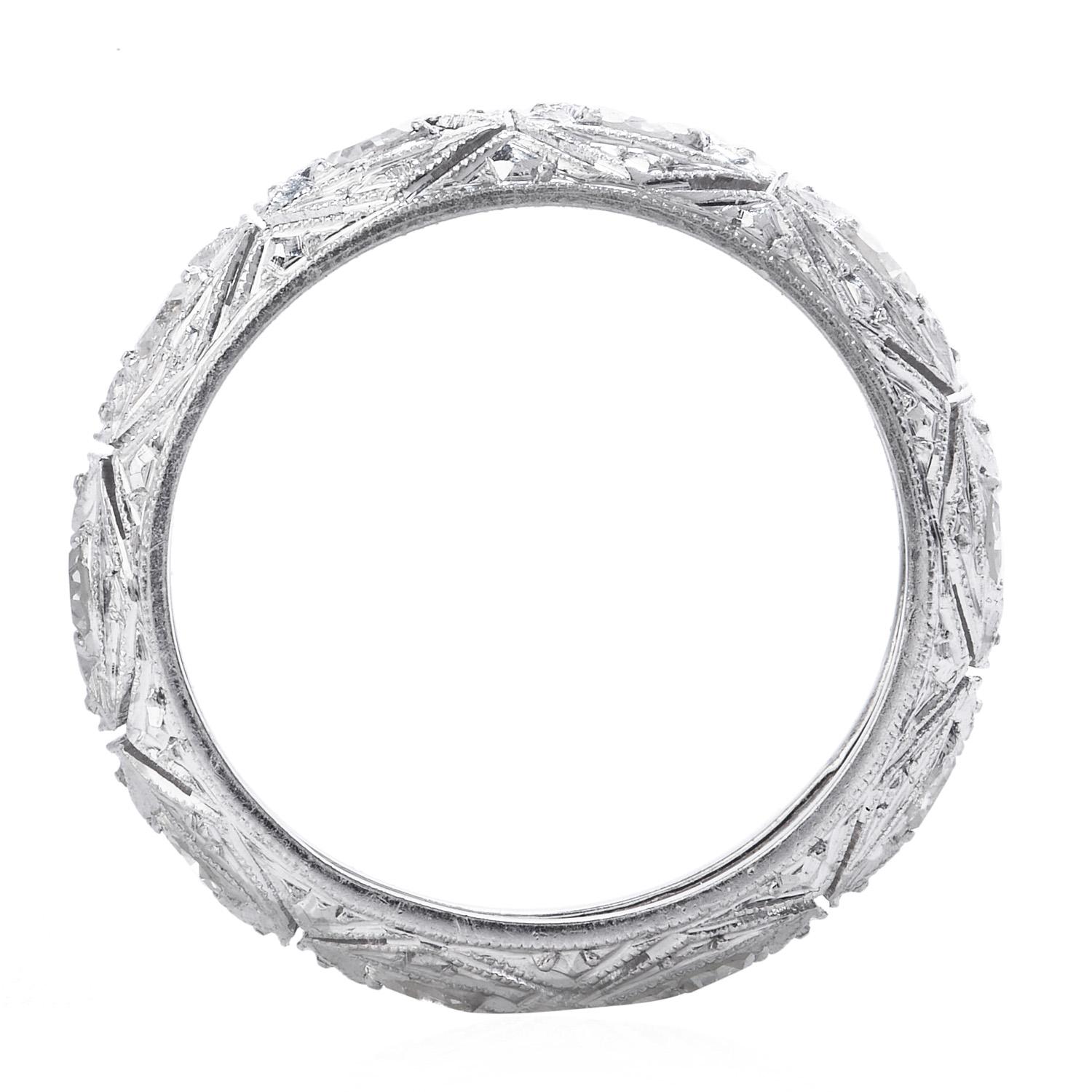 Art Deco 1960's Diamond Platinum Eternity Wedding Band Ring