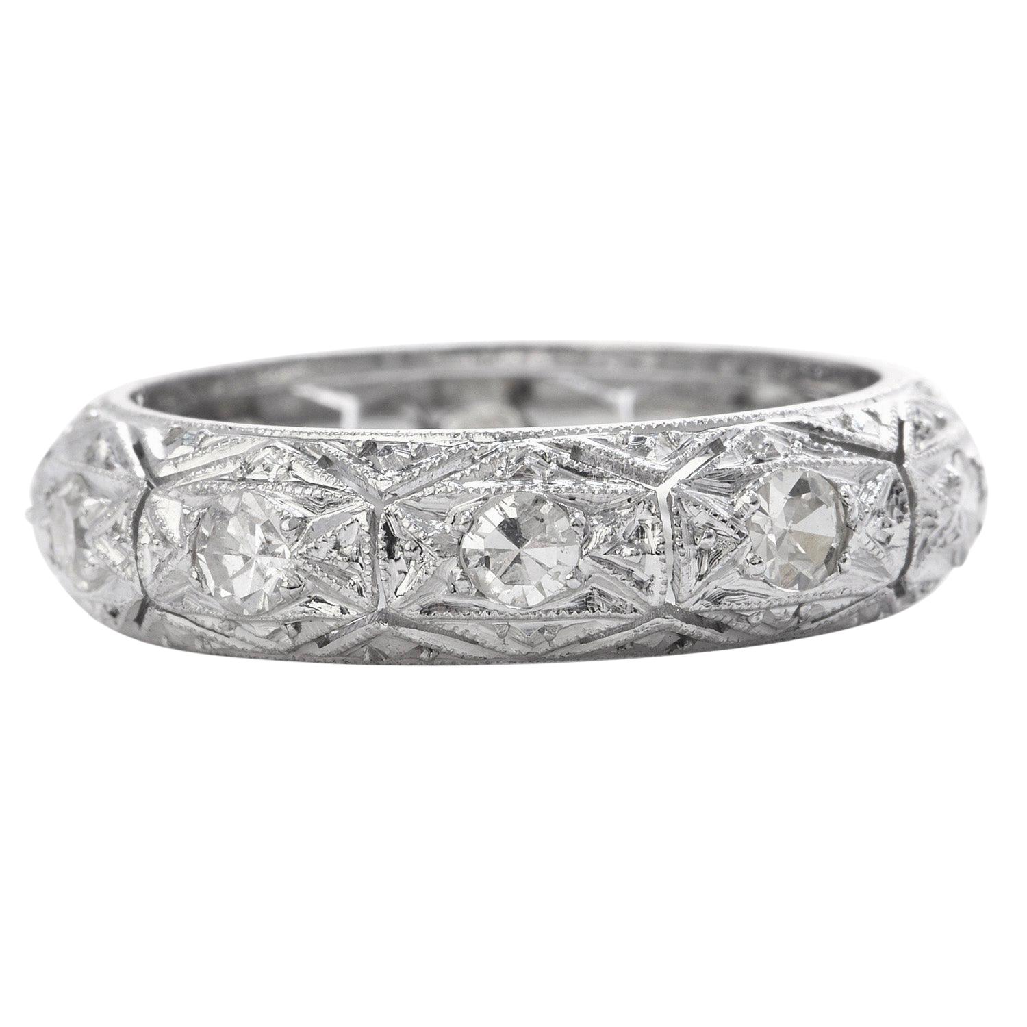1960's Diamond Platinum Eternity Wedding Band Ring