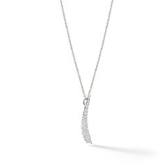 1960s Diamond Platinum Half-Moon Pendant Chain Necklace
