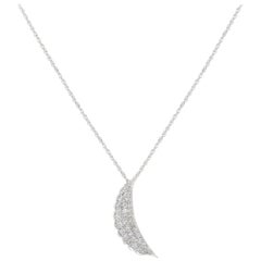 1960s Diamond Platinum Half-Moon Pendant Chain Necklace