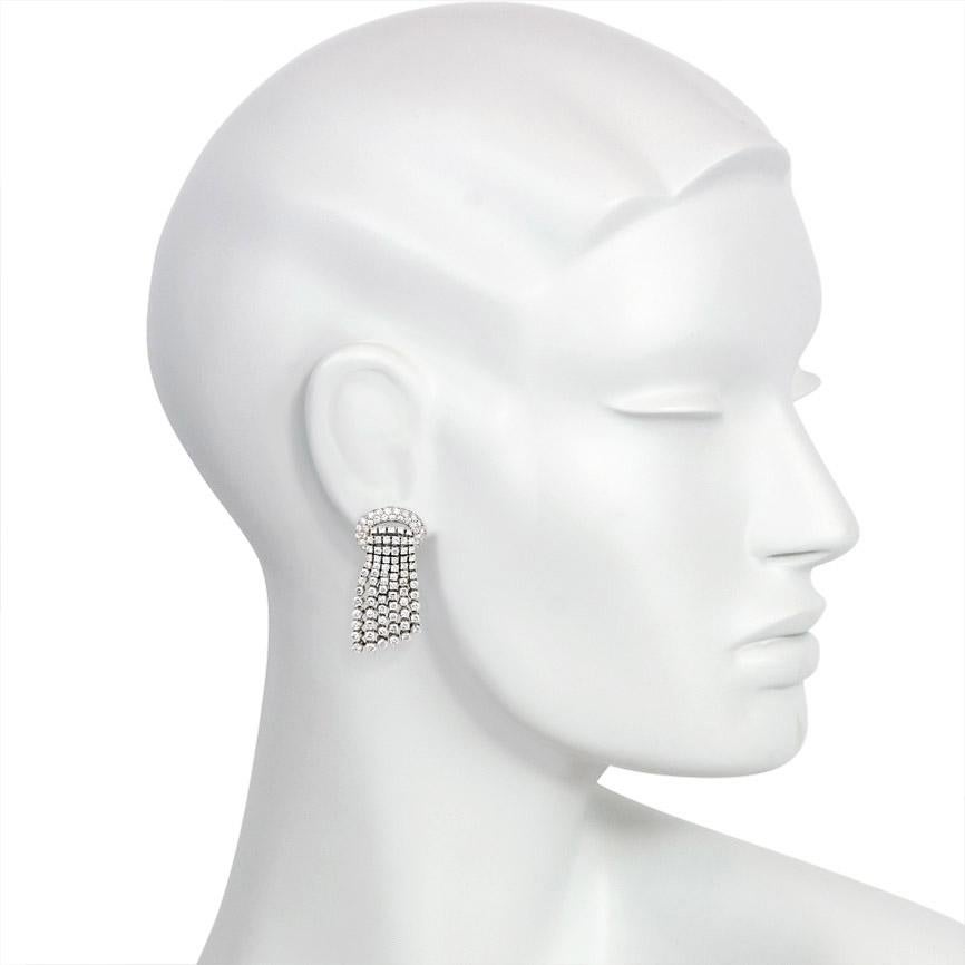 Women's 1960s Diamond Platinum Tassel Earrings