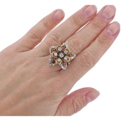 1960s Diamond Ruby Gold Earrings Ring Brooch Suite