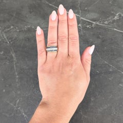 1960's Diamond Sapphire Platinum 14K Gold Vintage Twisted Rope Band Ring