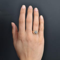 1960s Diamond Surrounded by Cultured Pearls 18 Karat Rose Gold Ring