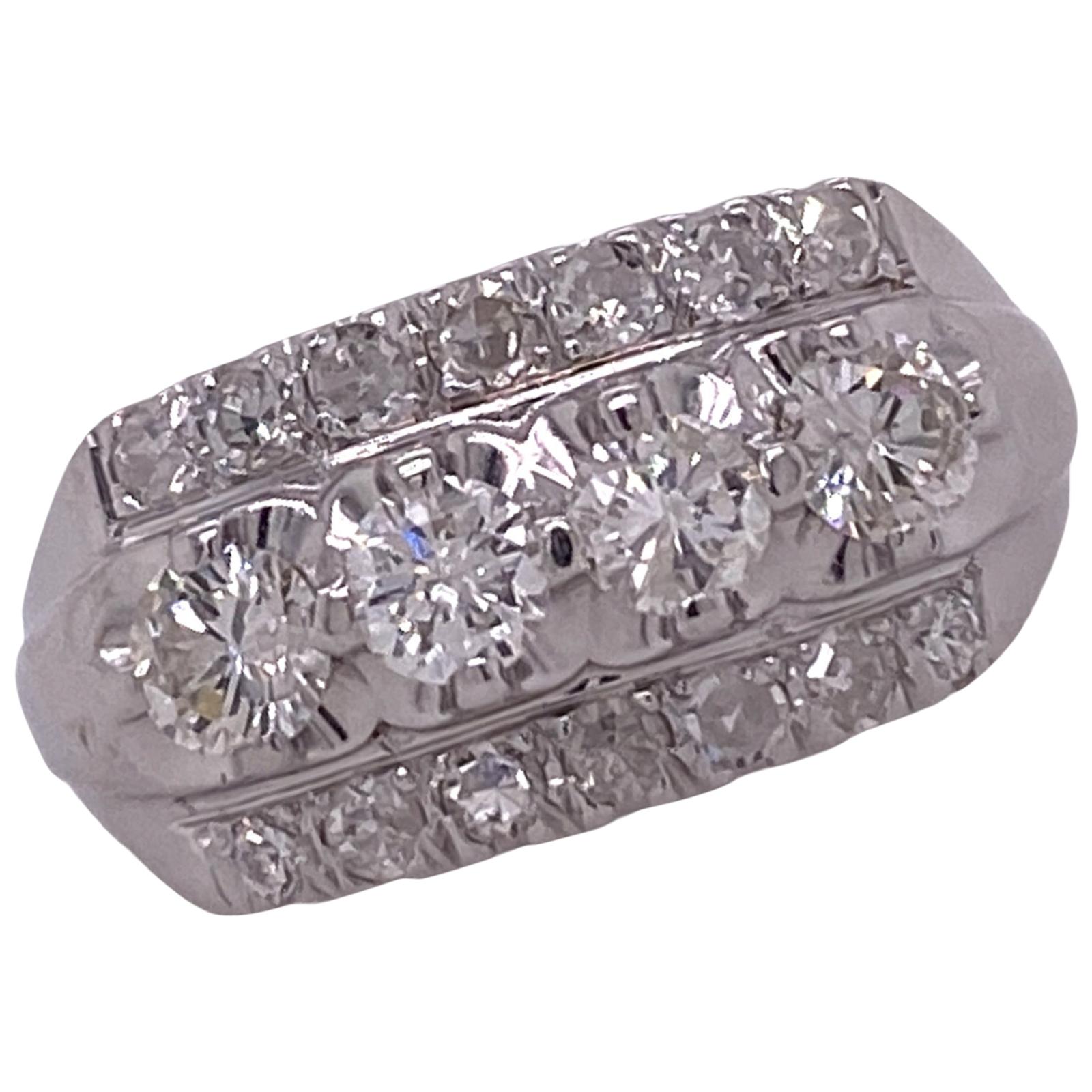 1960s Diamond Vintage White Gold Wedding Anniversary Band Ring at