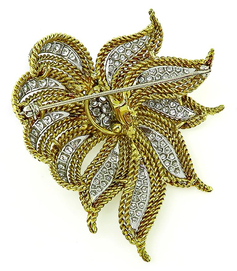 1960s Diamond Yellow White Gold Pin or Brooch In Good Condition In New York, NY