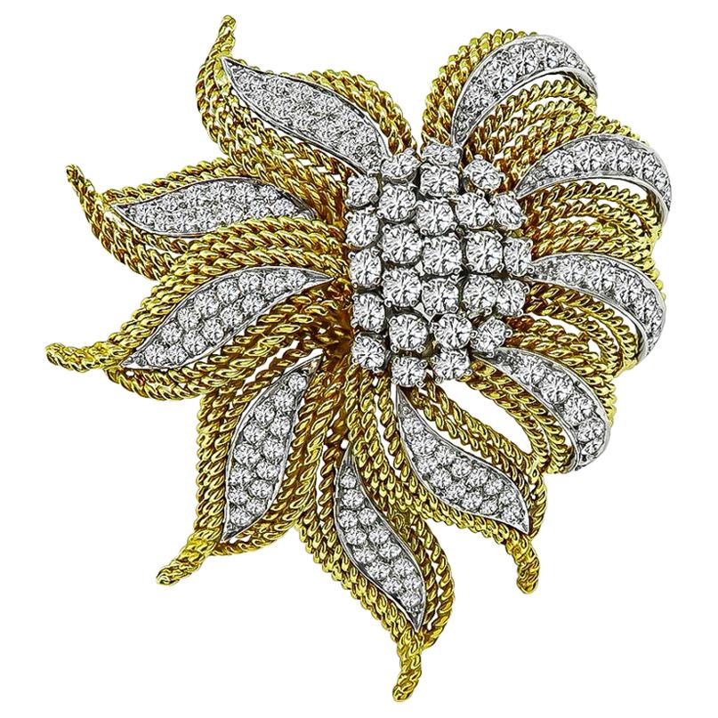 1960s Diamond Yellow White Gold Pin or Brooch