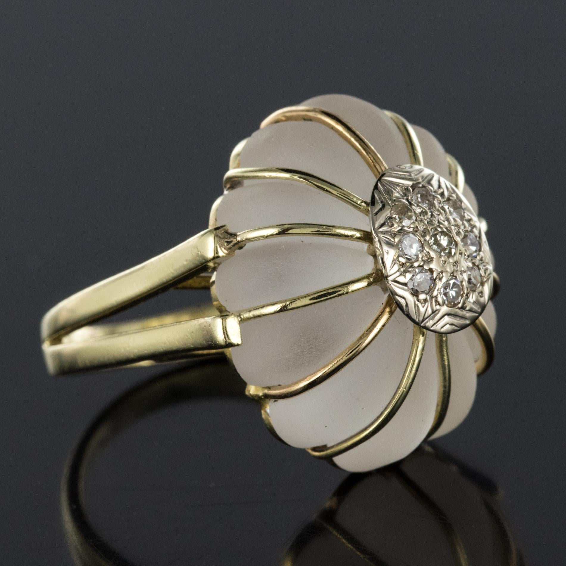 1960s Diamonds Rock Crystal 14 Karat Yellow Gold Ring For Sale 5
