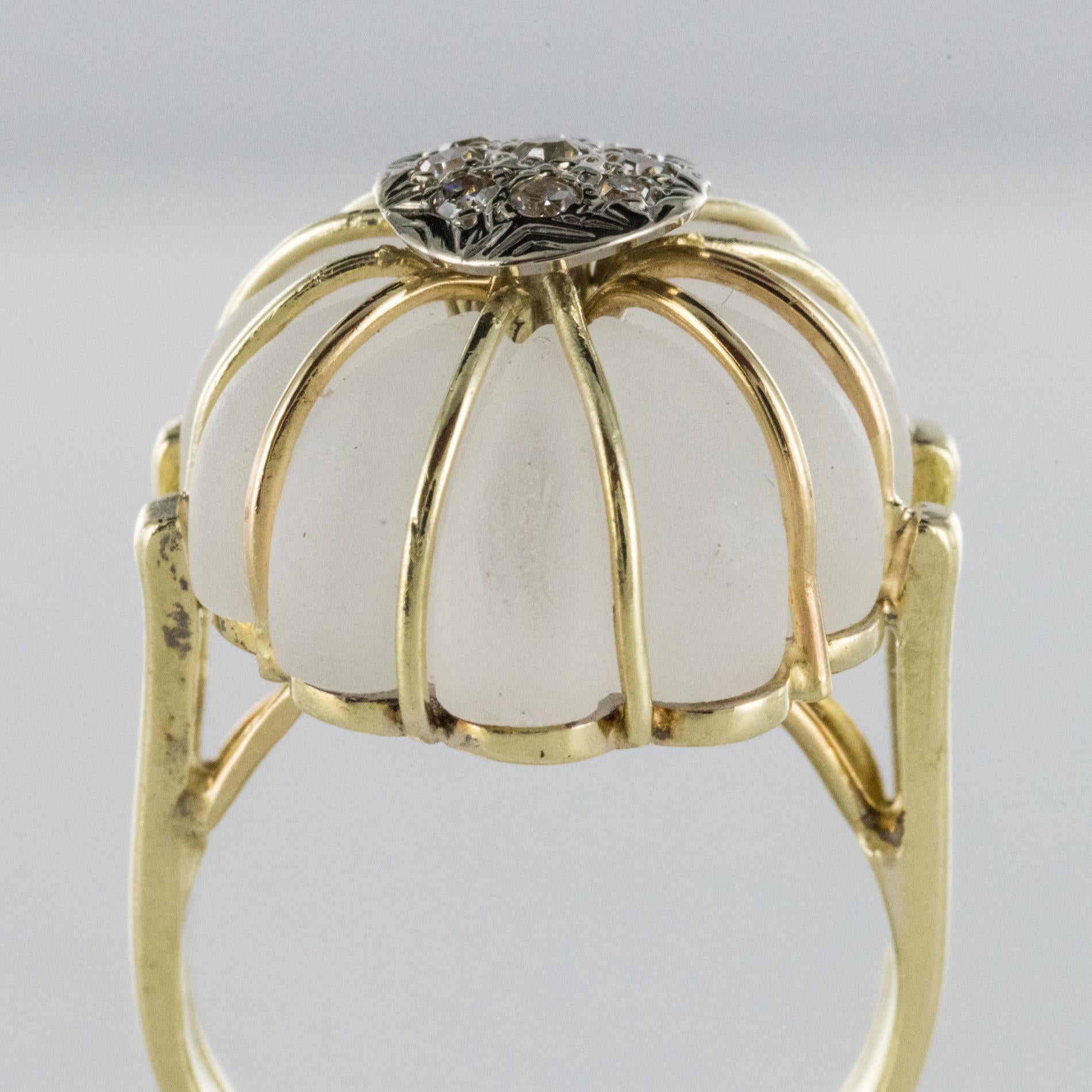 1960s Diamonds Rock Crystal 14 Karat Yellow Gold Ring For Sale 7