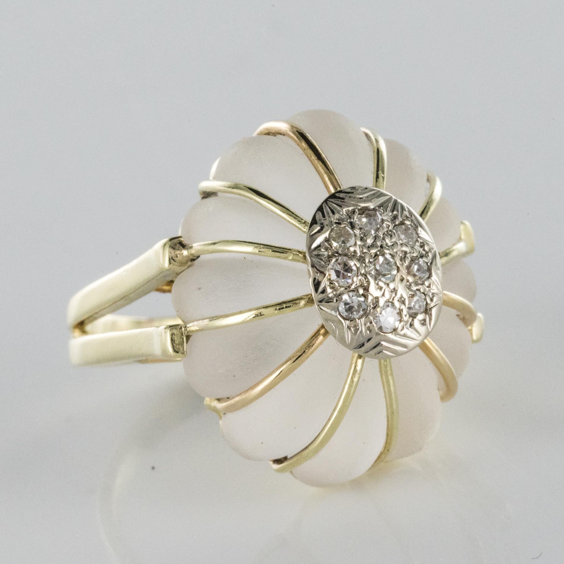 1960s Diamonds Rock Crystal 14 Karat Yellow Gold Ring For Sale 9