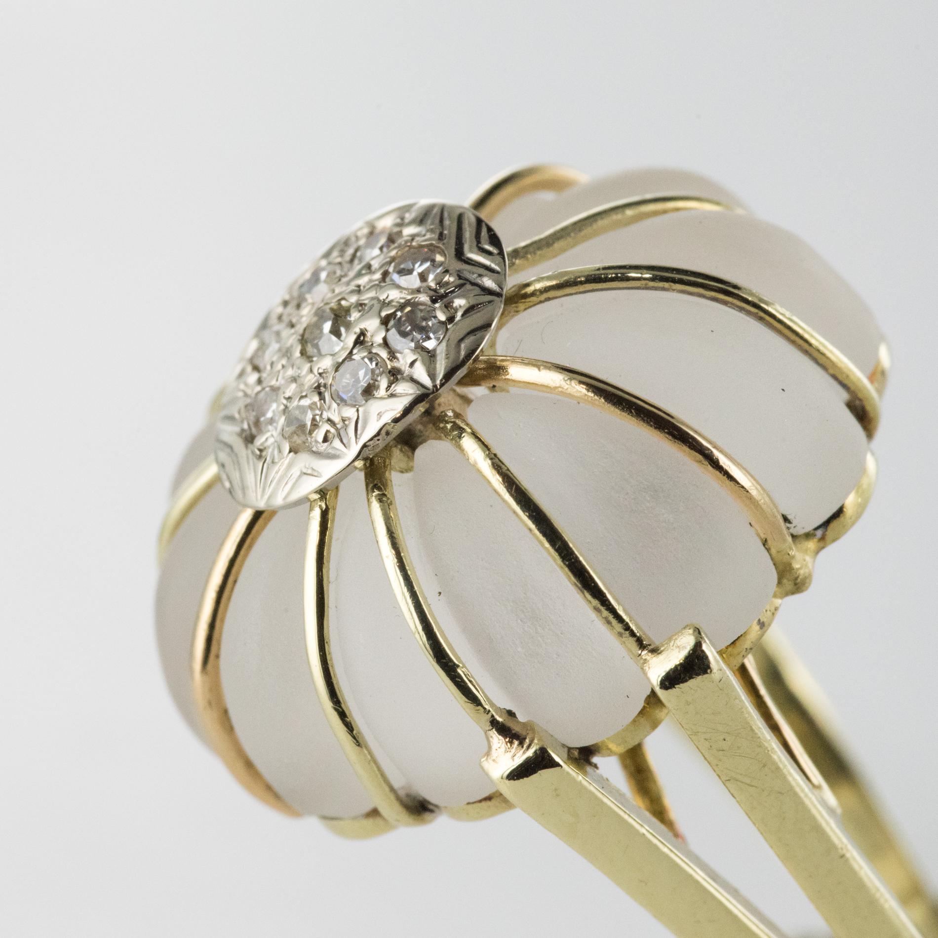 1960s Diamonds Rock Crystal 14 Karat Yellow Gold Ring For Sale 10