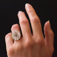 1960s Diamonds Rock Crystal 14 Karat Yellow Gold Ring