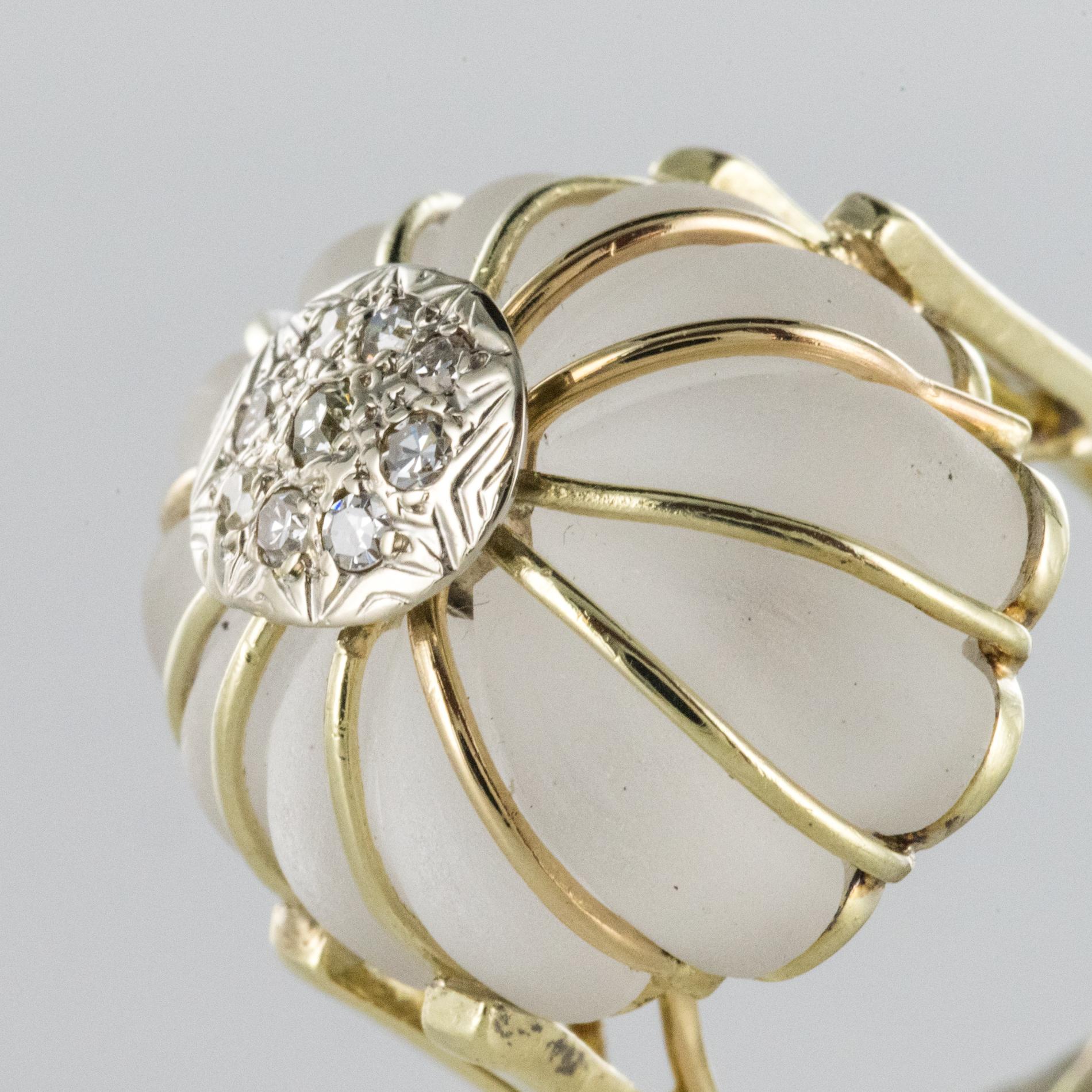 1960s Diamonds Rock Crystal 14 Karat Yellow Gold Ring For Sale 1