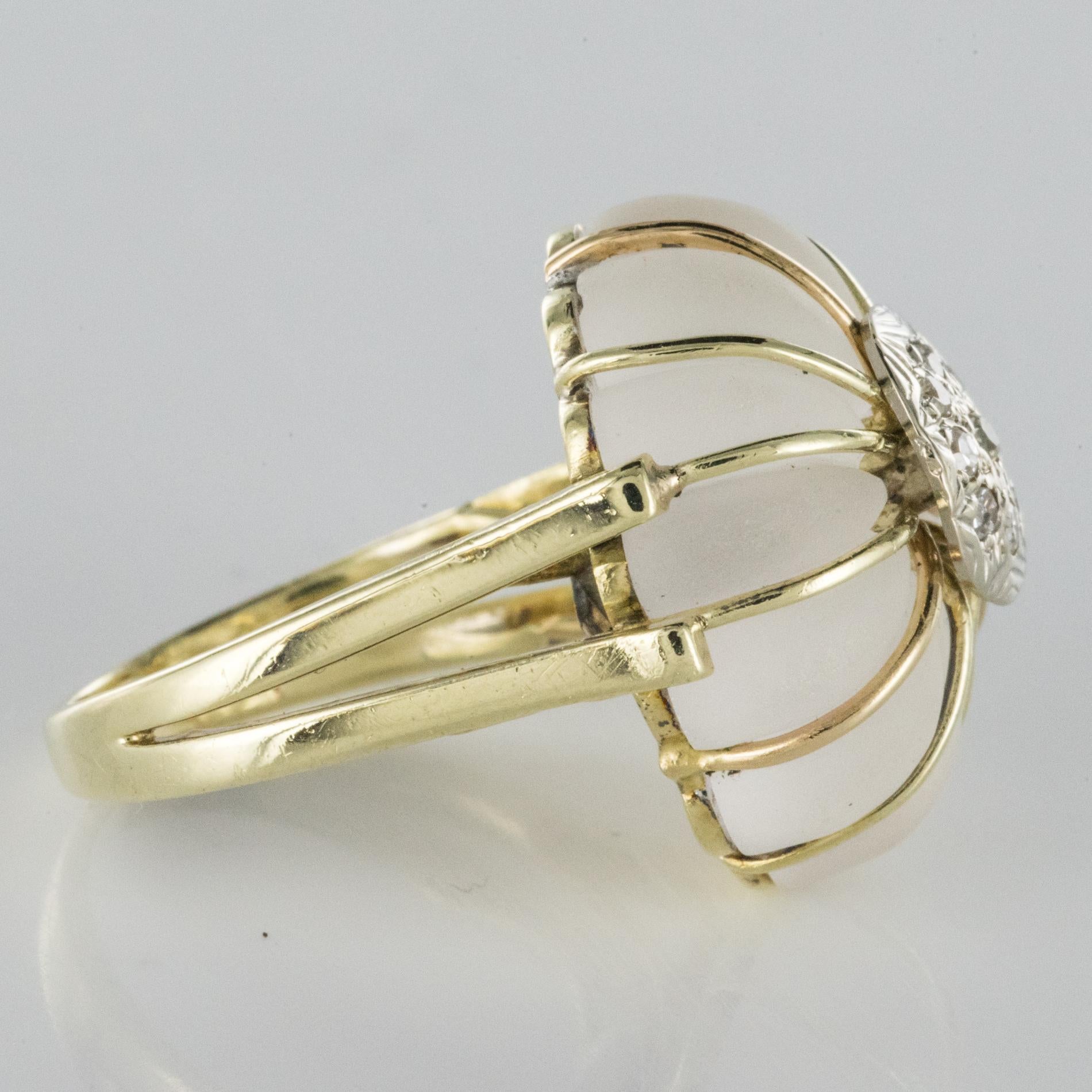 1960s Diamonds Rock Crystal 14 Karat Yellow Gold Ring For Sale 3
