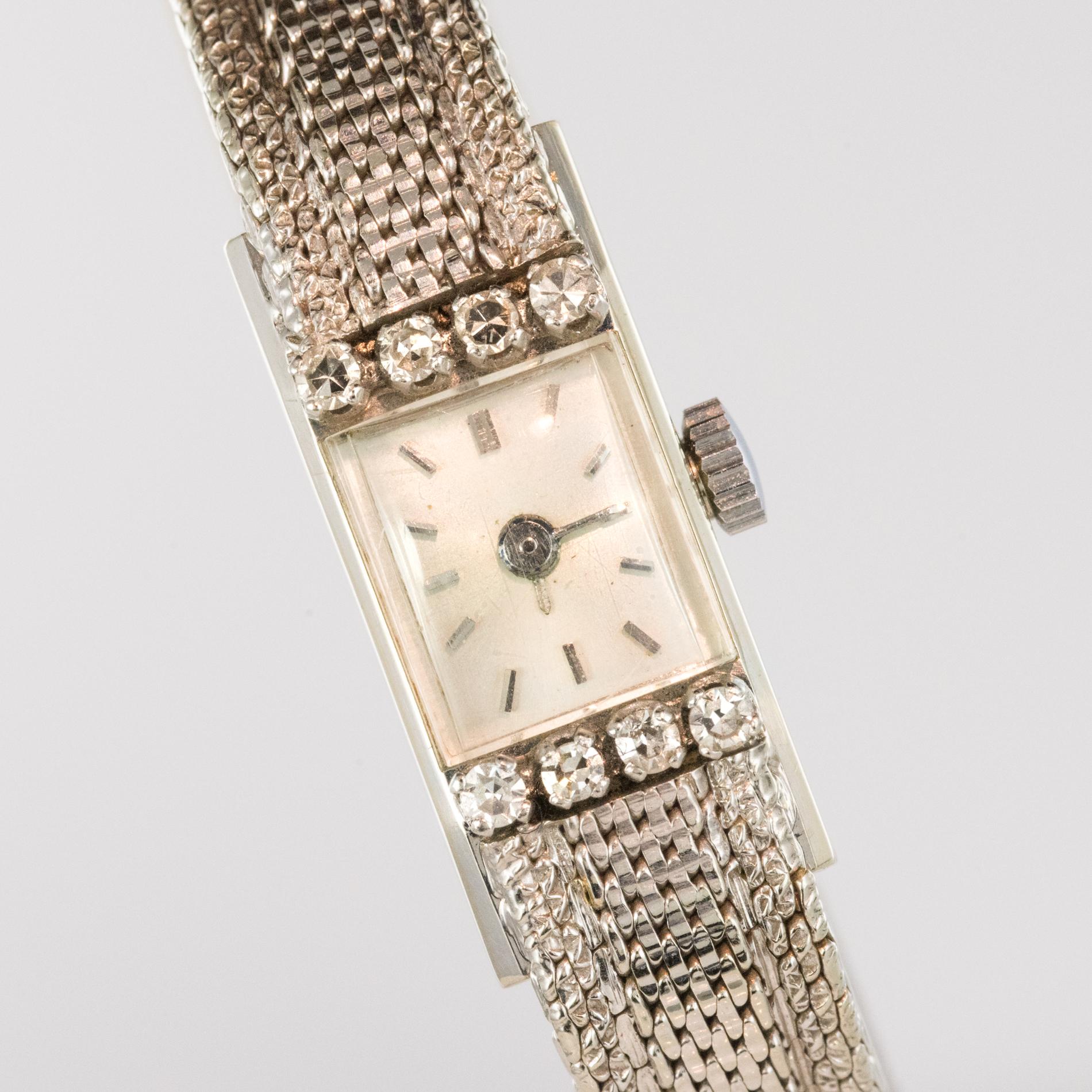1960s Diamonds White Gold Ladies Watch In Good Condition In Poitiers, FR