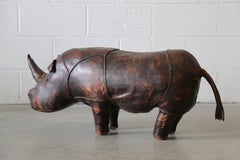 1960s Dimitri Omersa 36" Leather Rhinoceros Ottoman Abercrombie Fitch