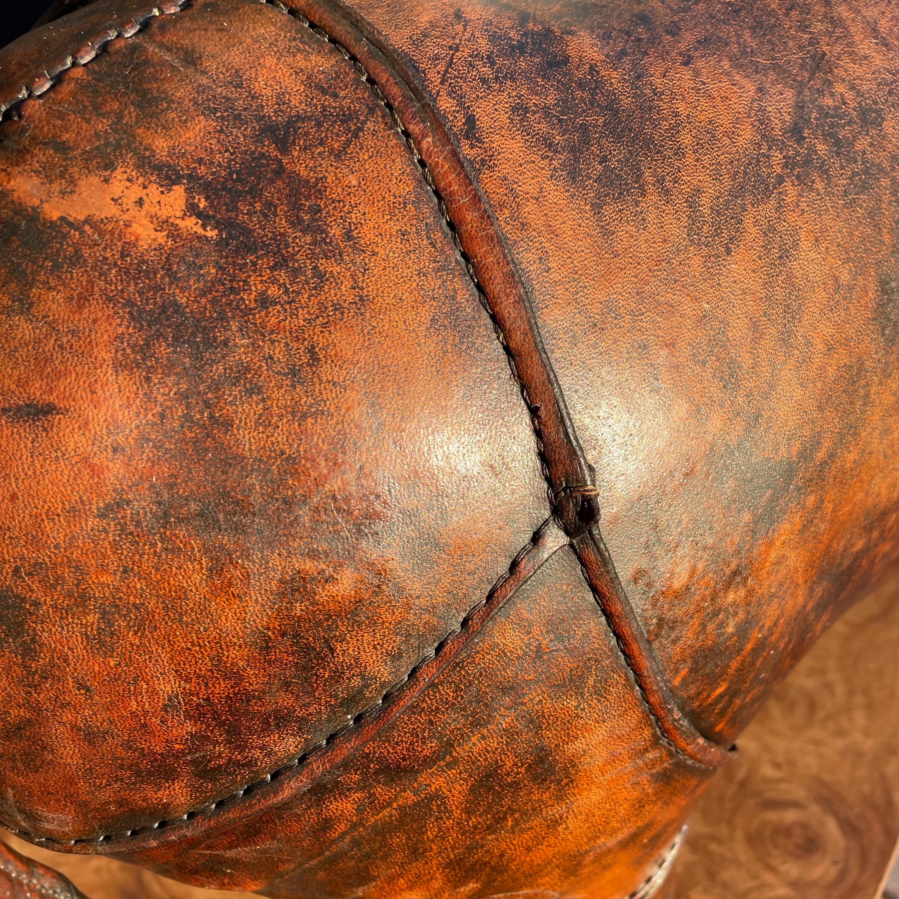 1960s Dimitri Omersa for Abercrombie and Fitch Leather Rhino Animal Ottoman 7