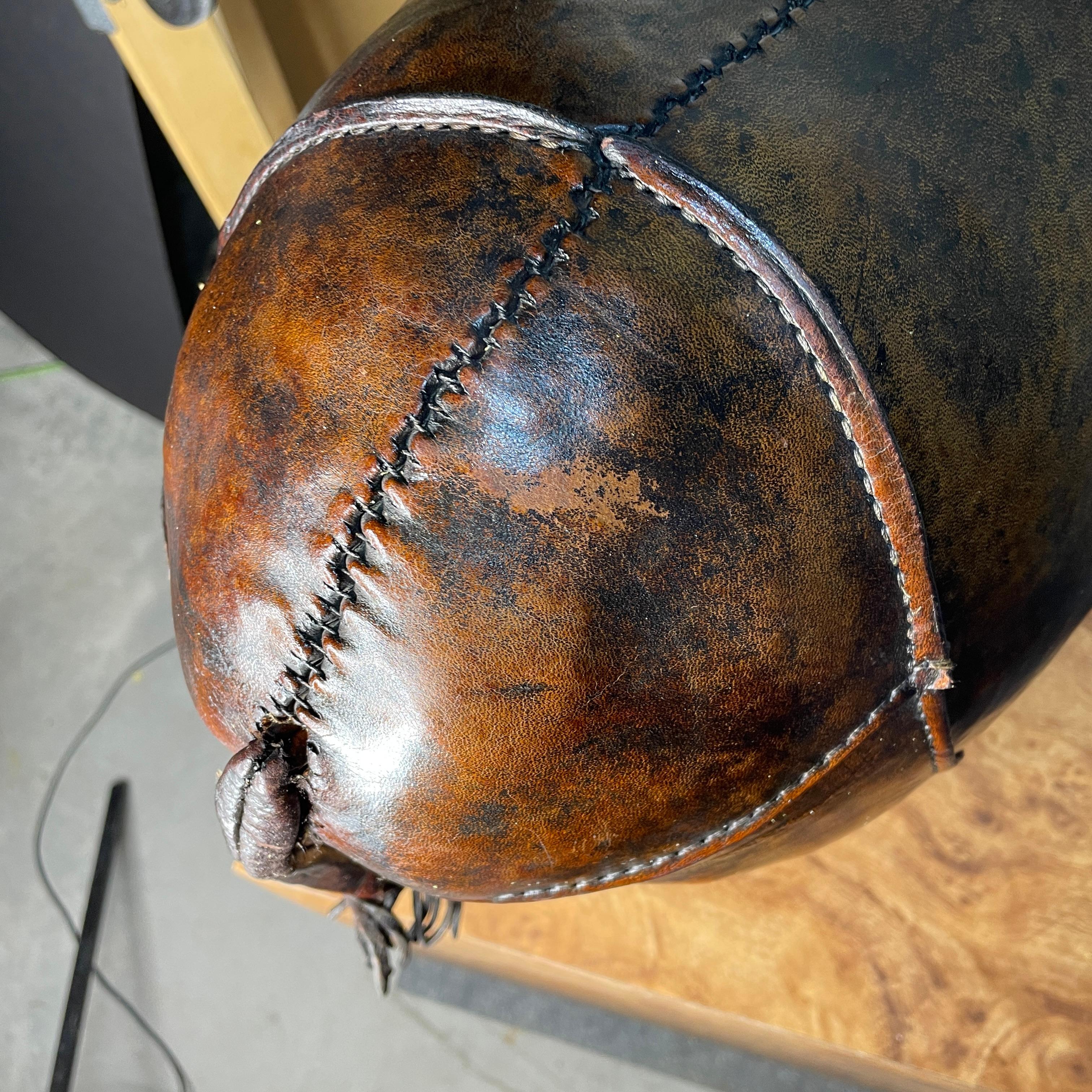 1960s Dimitri Omersa for Abercrombie and Fitch Leather Rhino Animal Ottoman 11