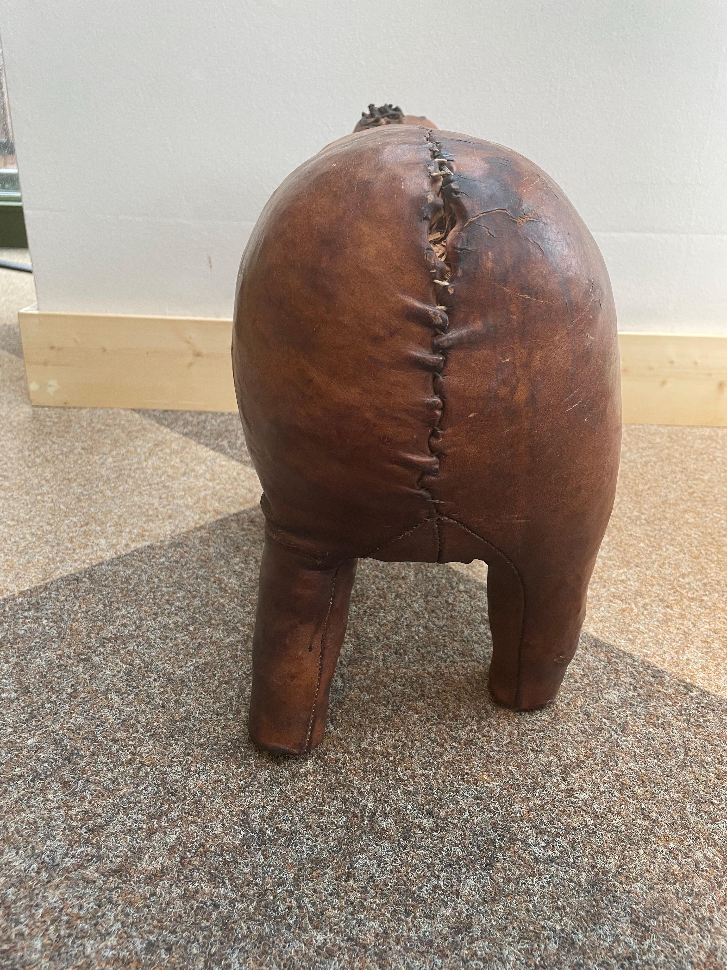 Reposapiés burro de piel de los años 60 Dimitri Omersa para Abercrombie & Fitch Hecho a mano en venta
