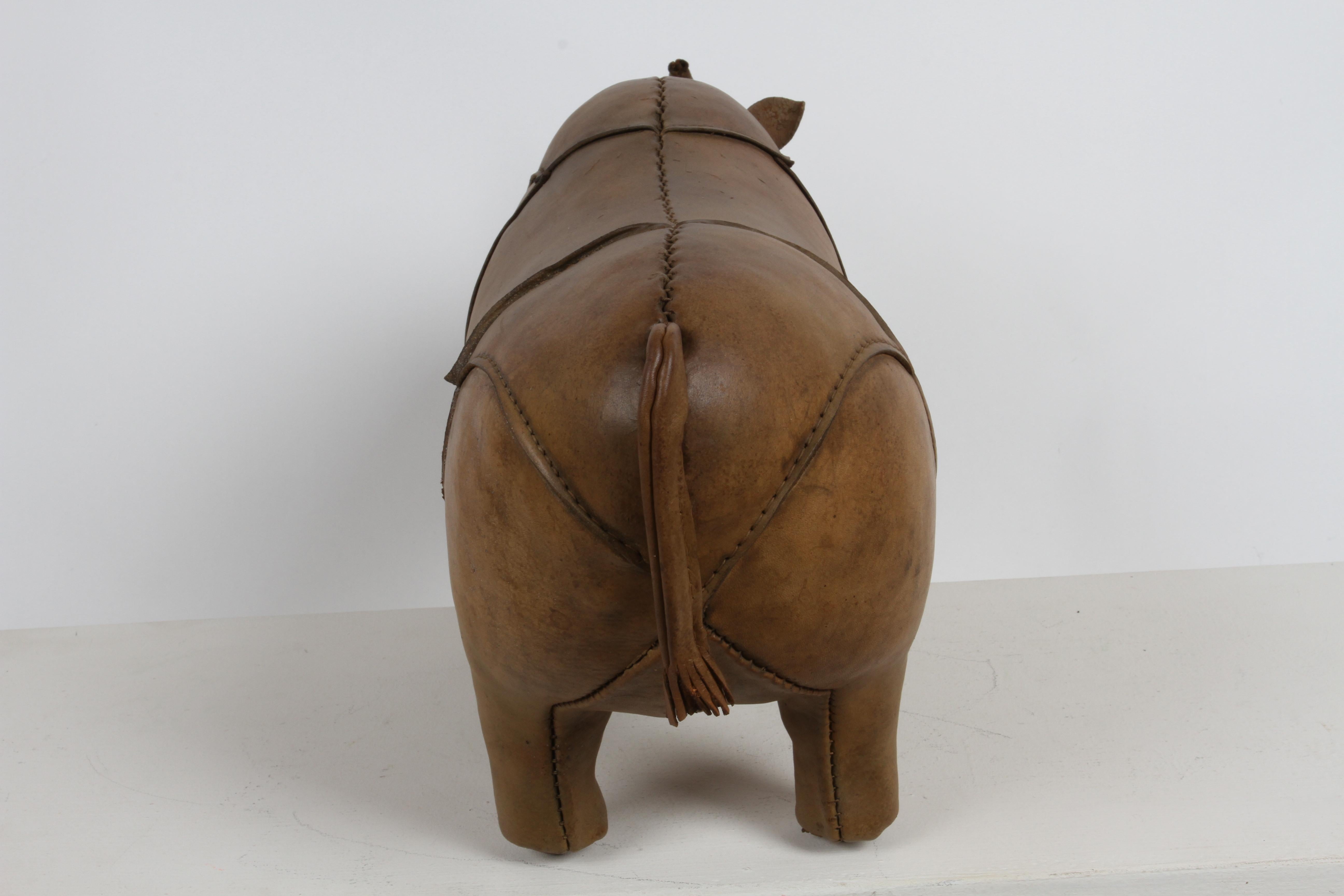 1960s Dimitri Omersa Leather Rhino Retailed by Abercrombie & Fitch - Restored For Sale 5