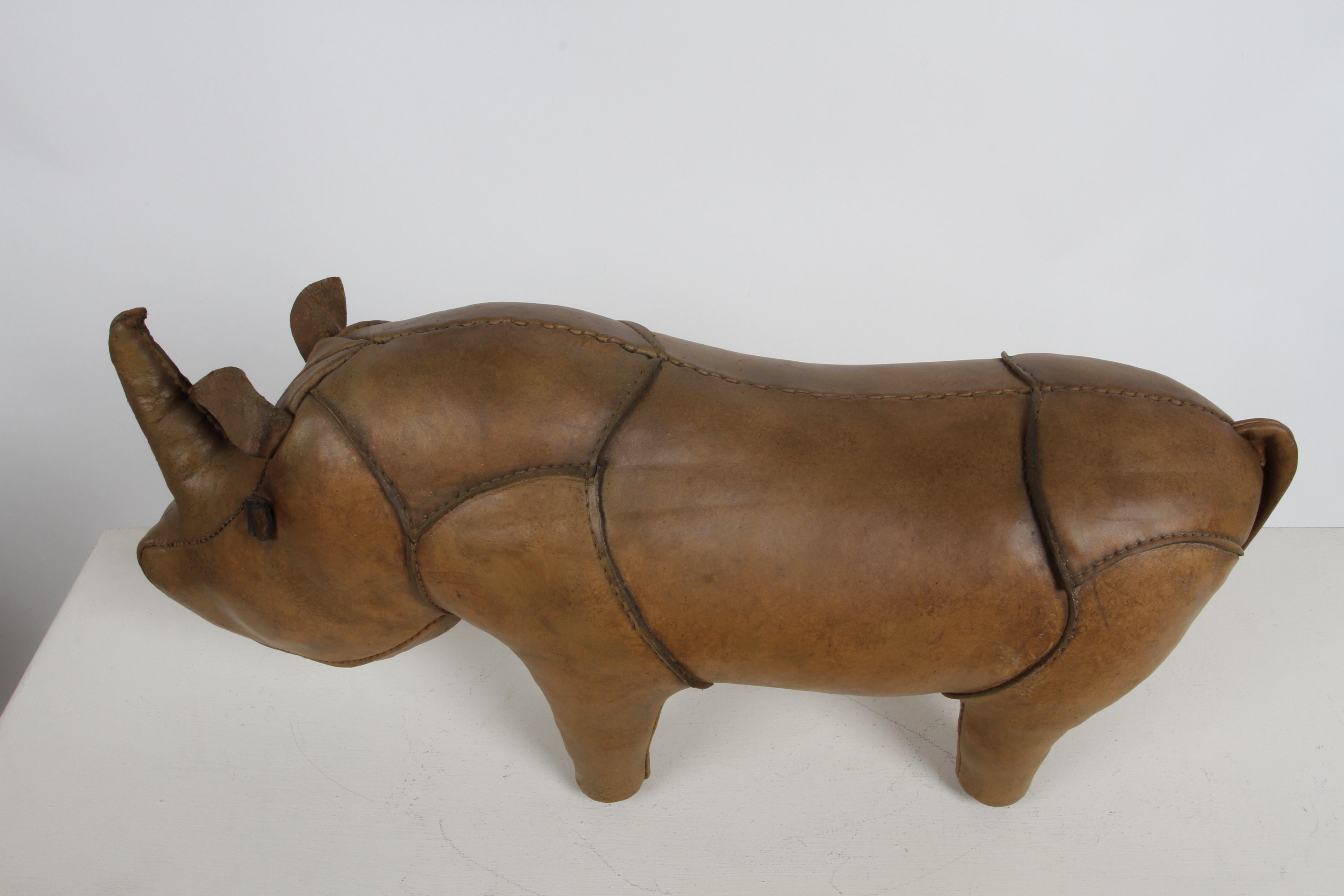 1960s Dimitri Omersa Leather Rhino Retailed by Abercrombie & Fitch - Restored For Sale 7