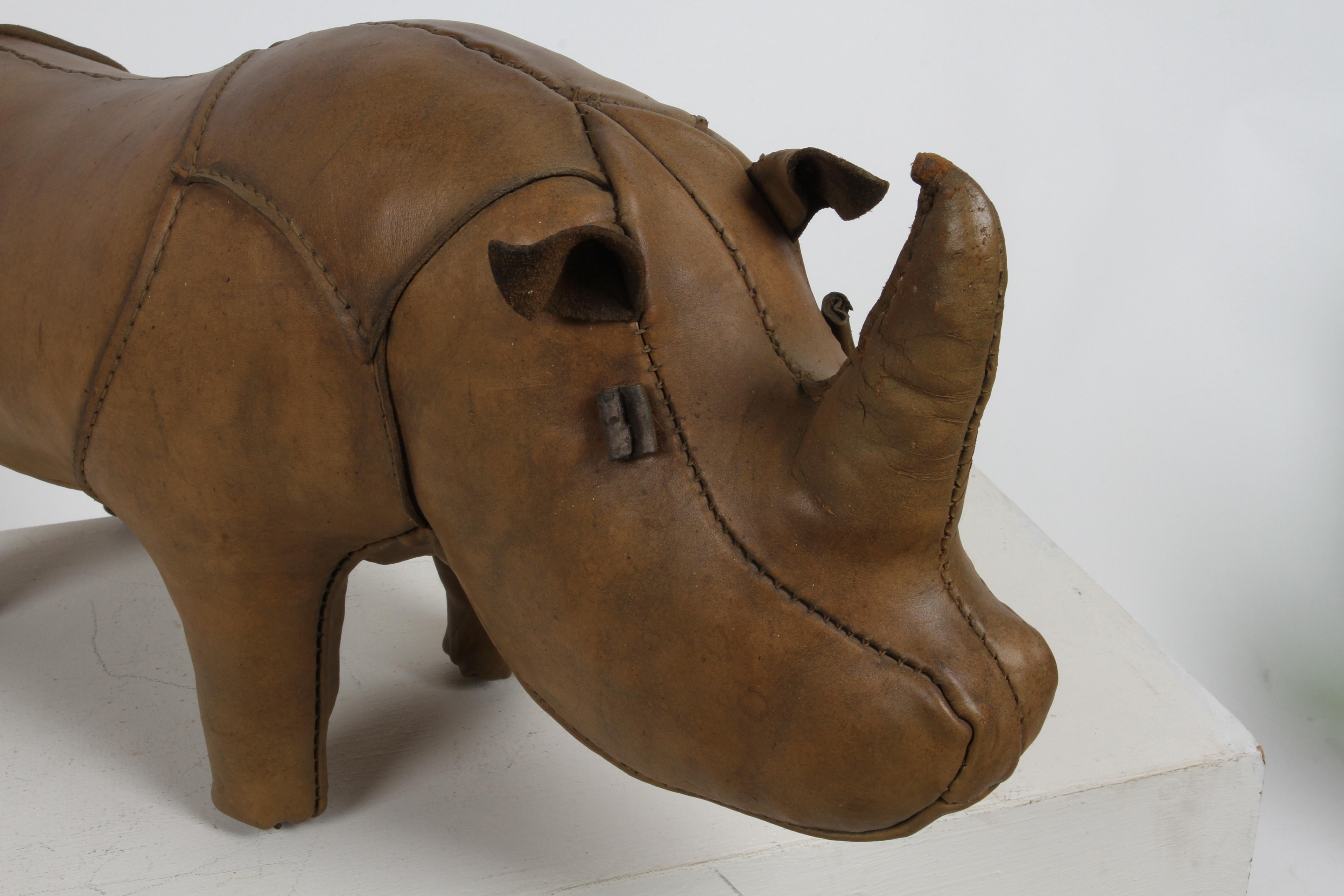 1960s Dimitri Omersa Leather Rhino Retailed by Abercrombie & Fitch - Restored For Sale 9