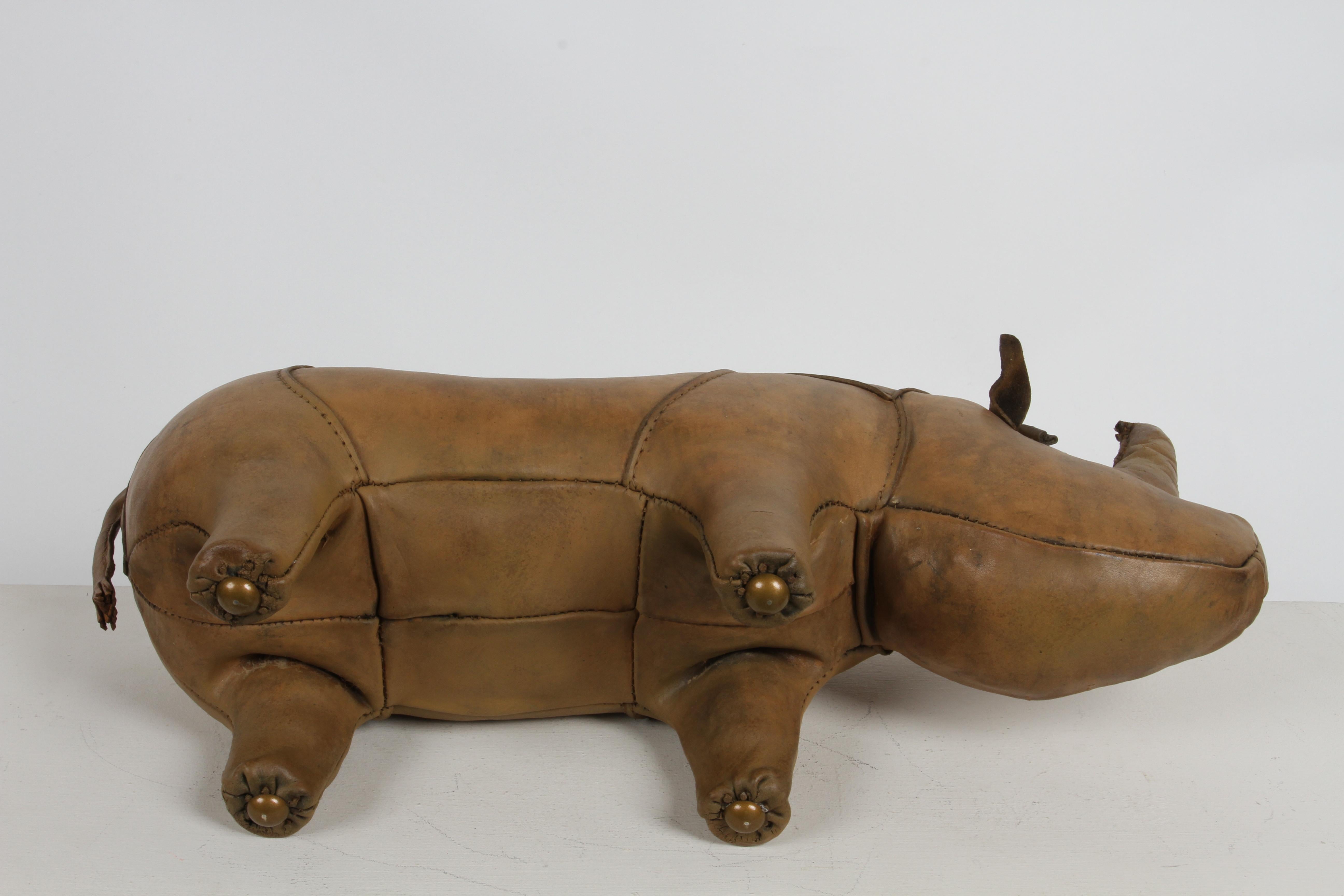 1960s Dimitri Omersa Leather Rhino Retailed by Abercrombie & Fitch - Restored For Sale 10