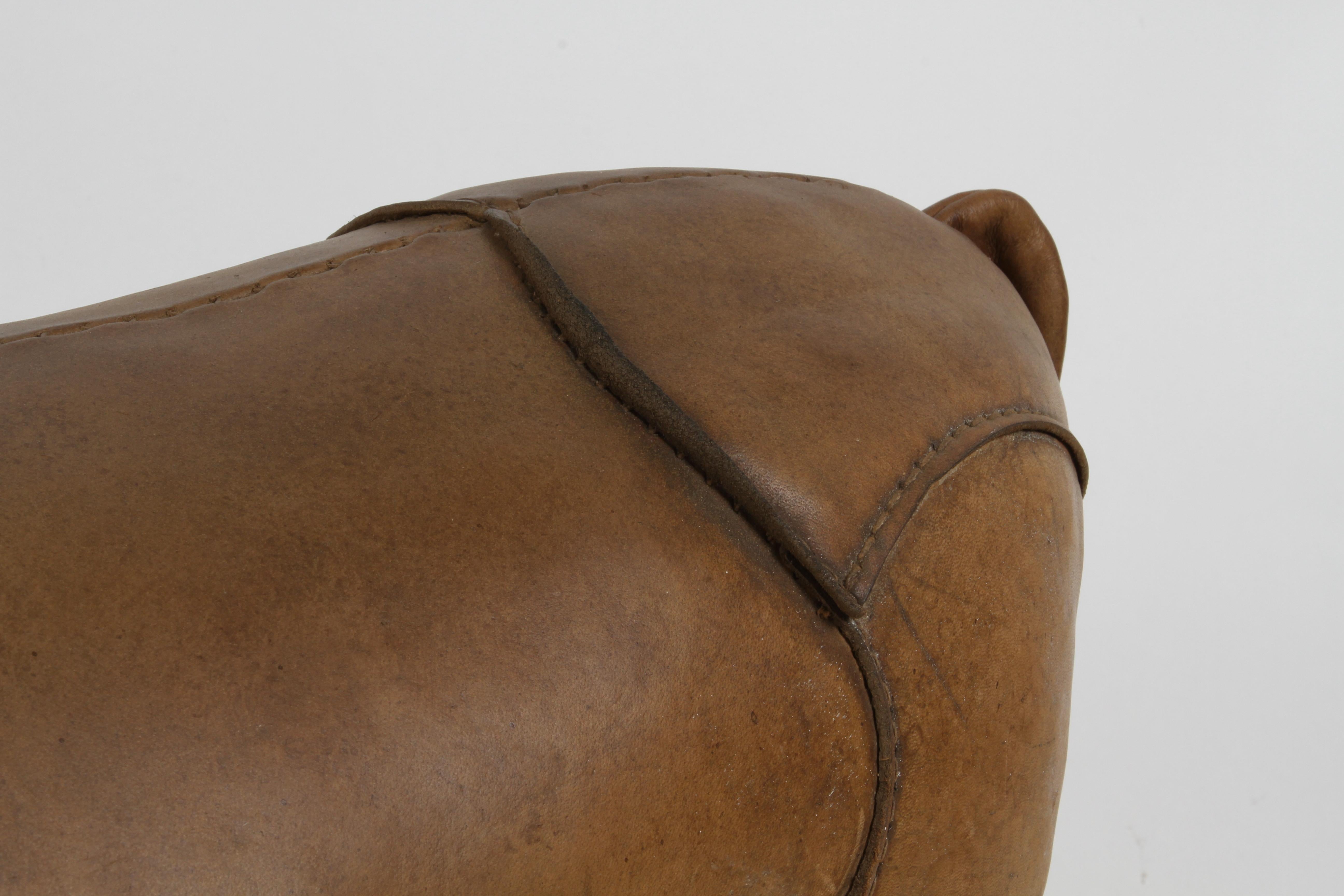 English 1960s Dimitri Omersa Leather Rhino Retailed by Abercrombie & Fitch - Restored For Sale
