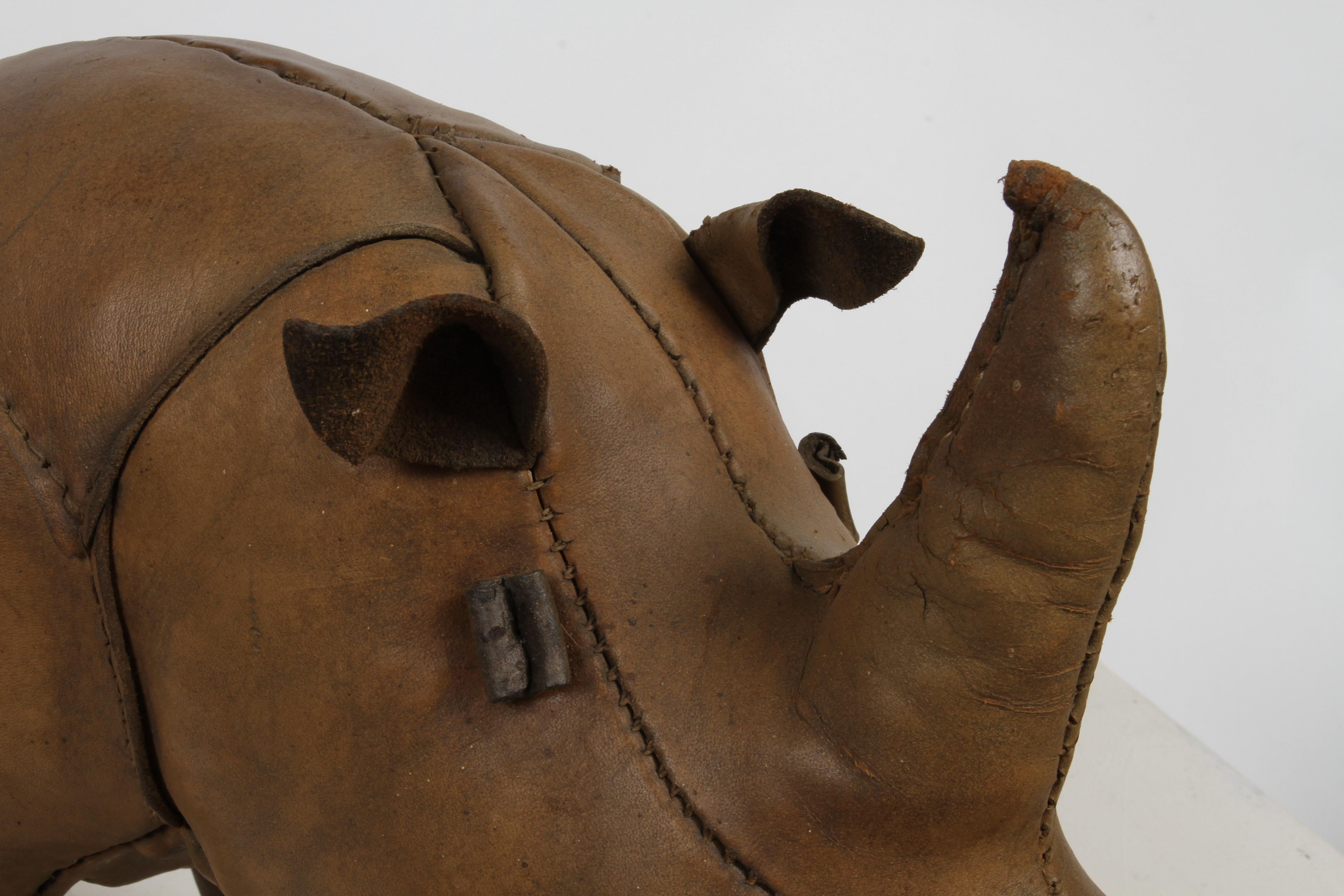 1960s Dimitri Omersa Leather Rhino Retailed by Abercrombie & Fitch - Restored For Sale 1