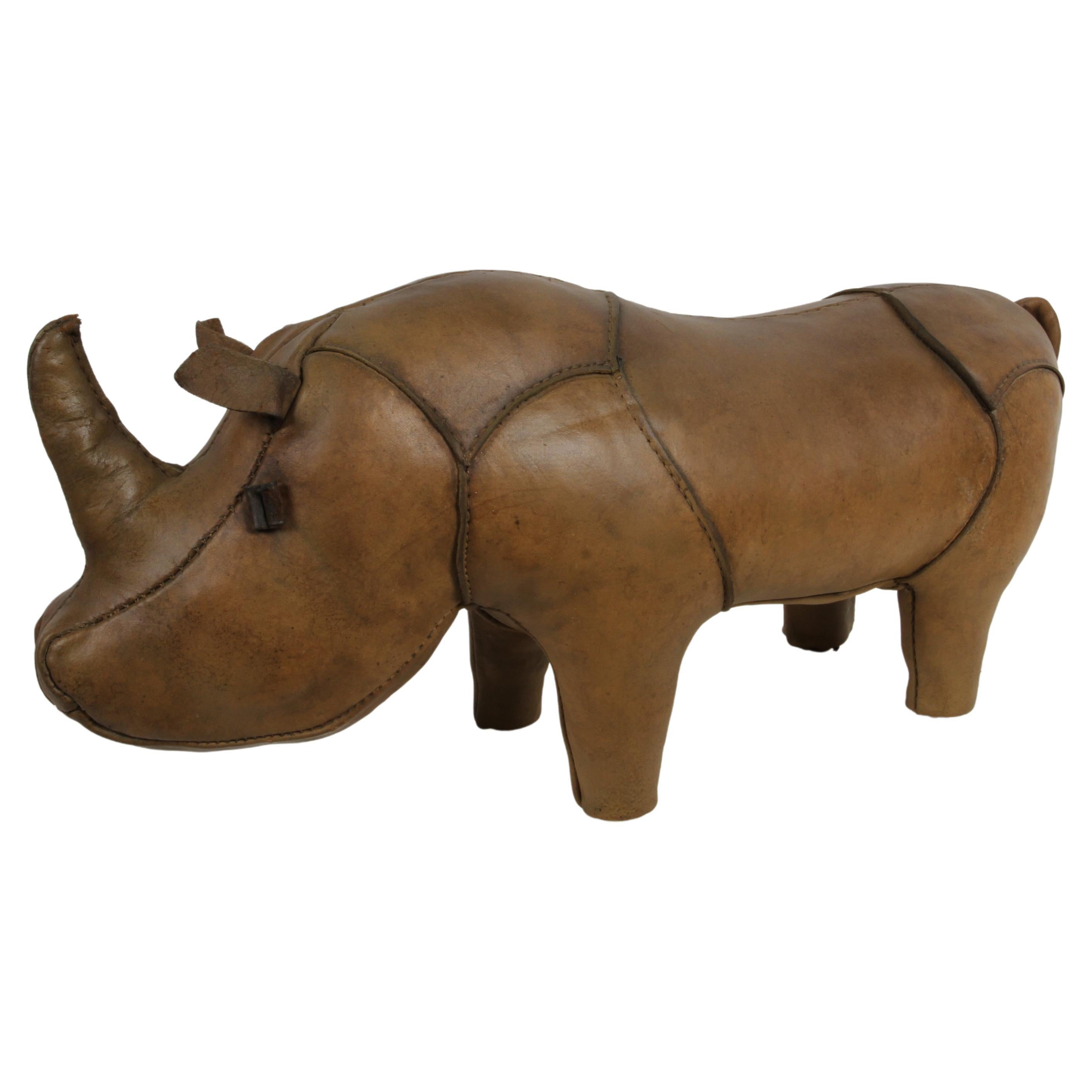 1960s Dimitri Omersa Leather Rhino Retailed by Abercrombie & Fitch - Restored For Sale