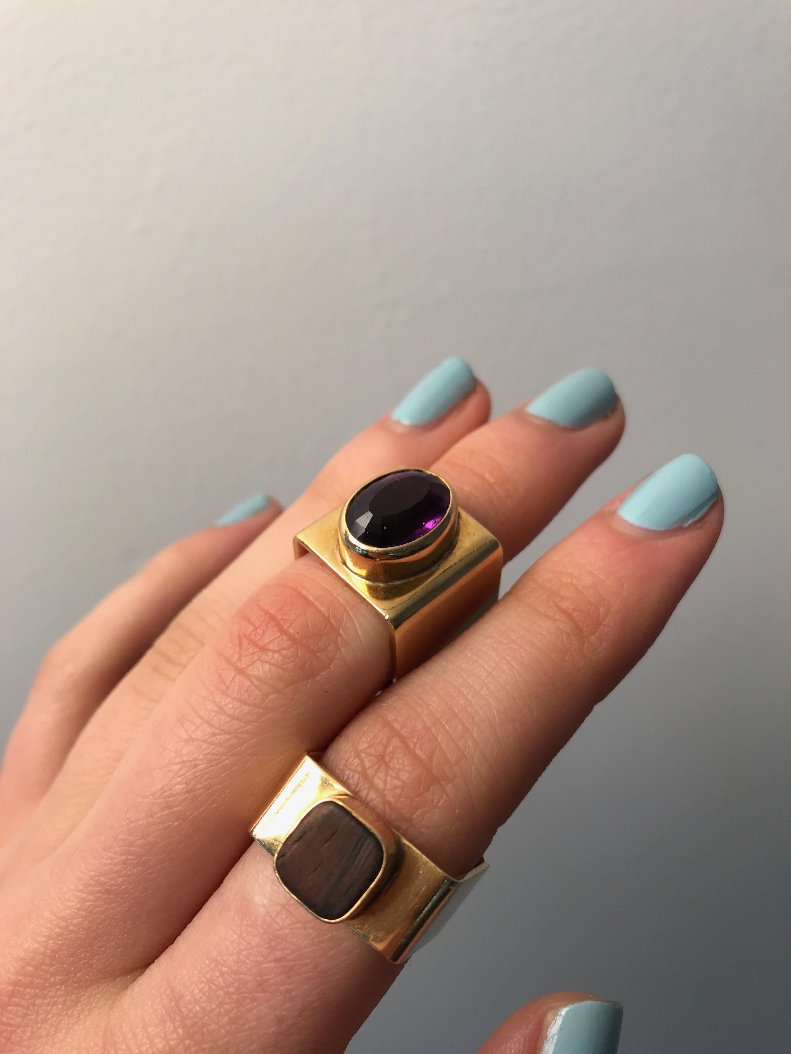 gold and wood ring