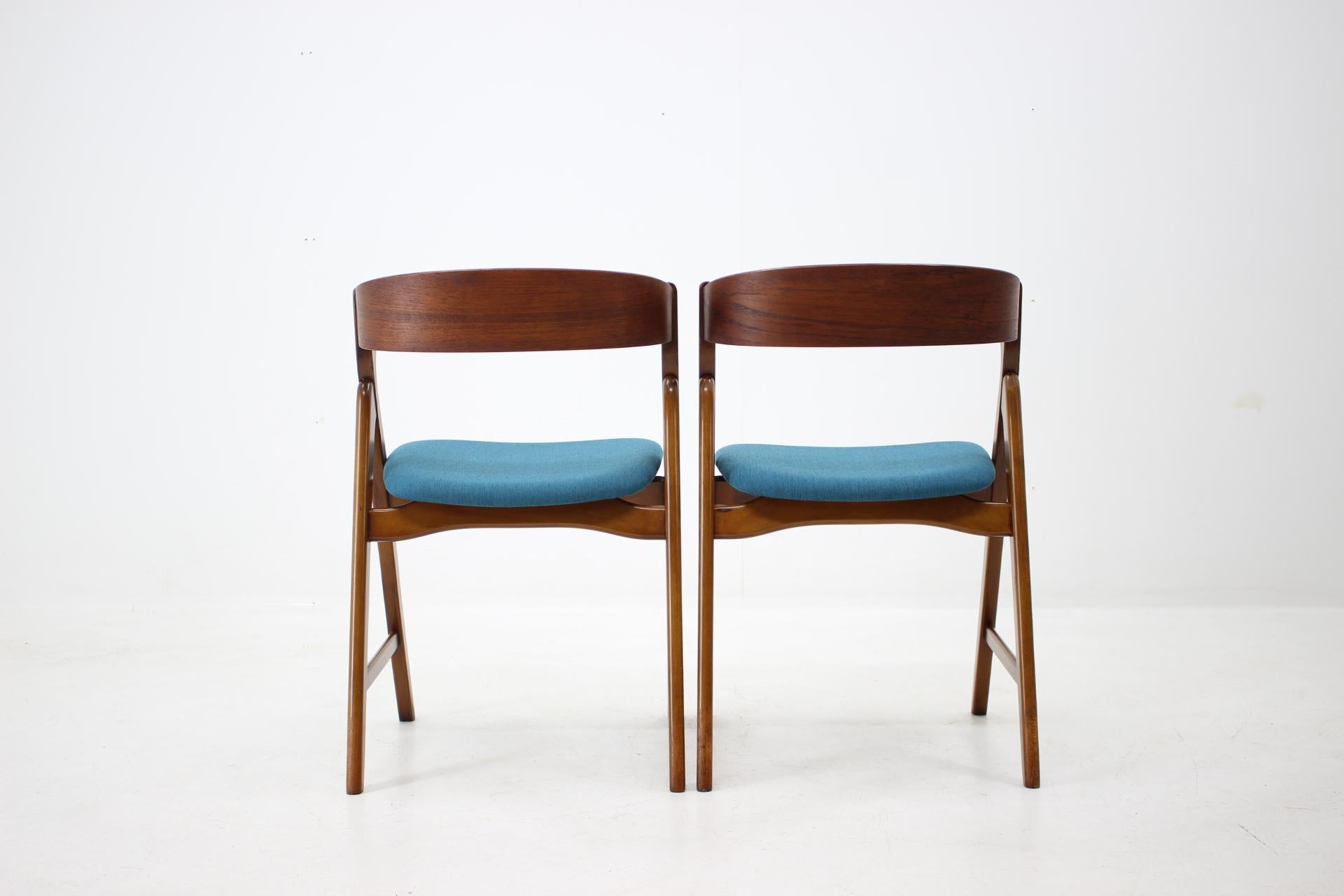 Fabric Set of 1960s Dining Chairs by Henning Kjaernulf for Boltinge Støle Møbelfabrik