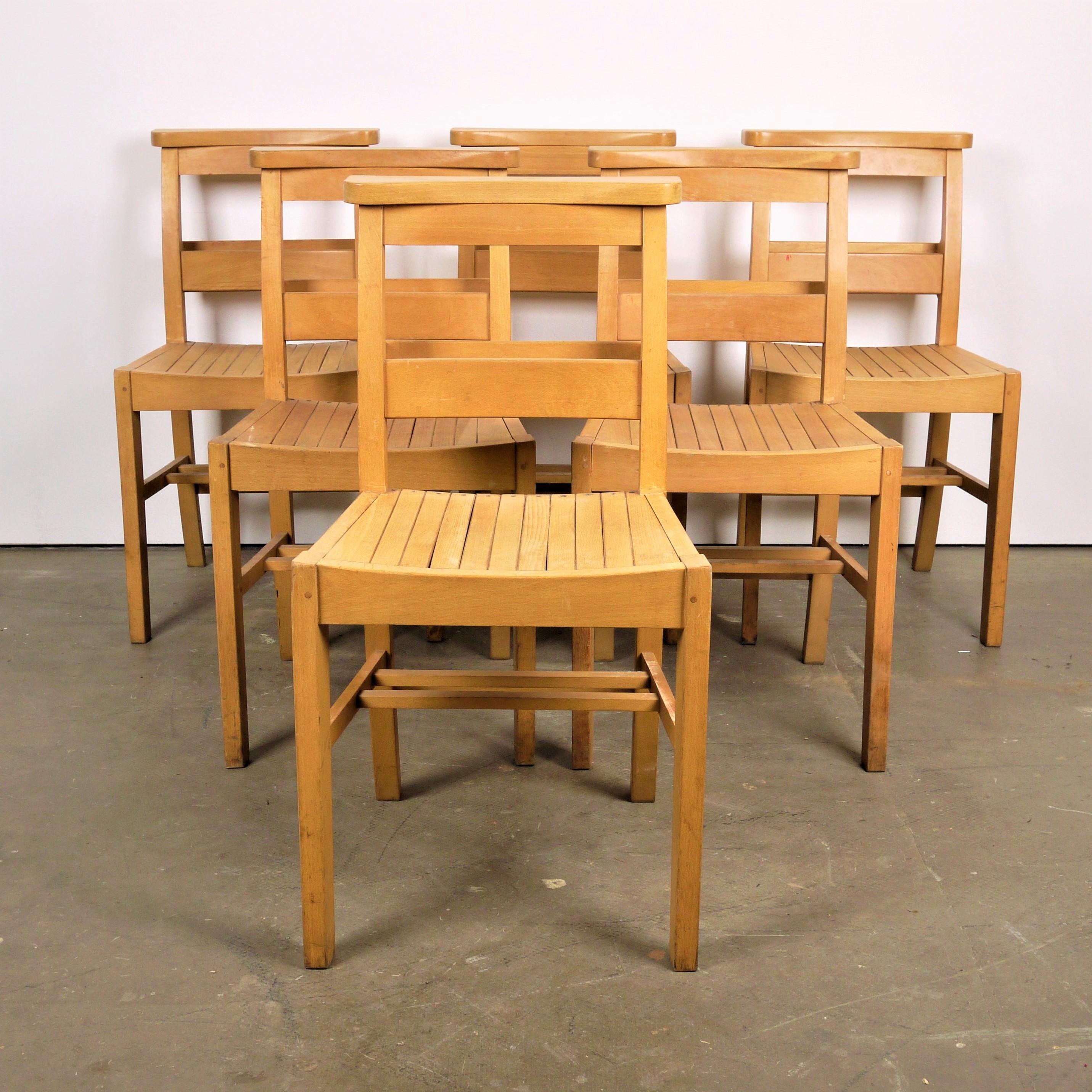 British 1960s Dining Church/Chapel Chairs in Beechwood, Set of Eight