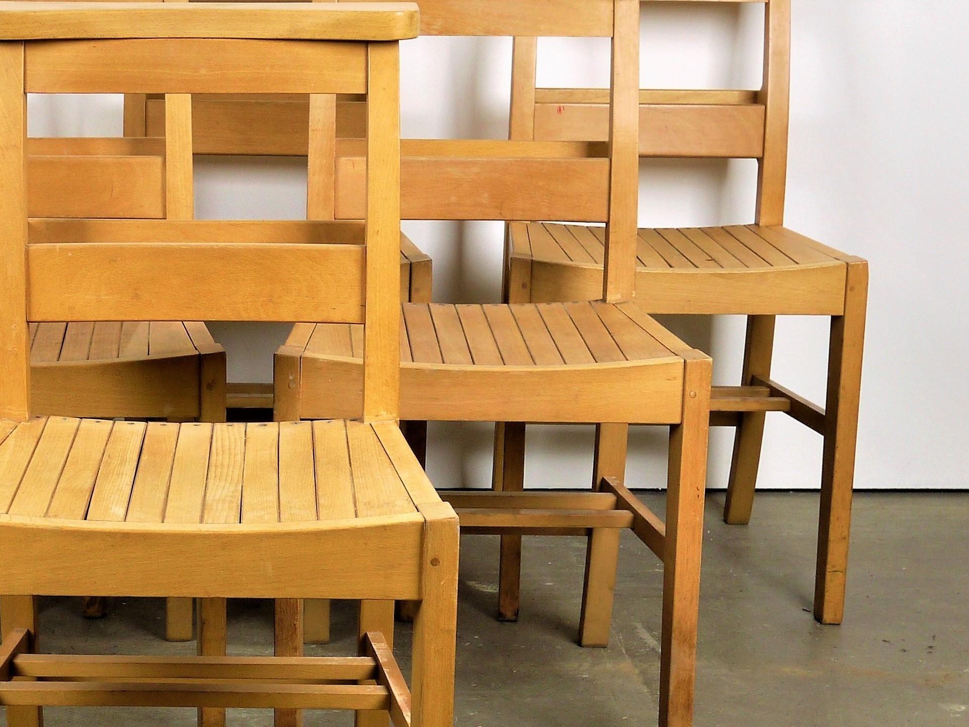 1960s Dining Church/Chapel Chairs in Beechwood, Set of Eight In Good Condition In Hook, Hampshire