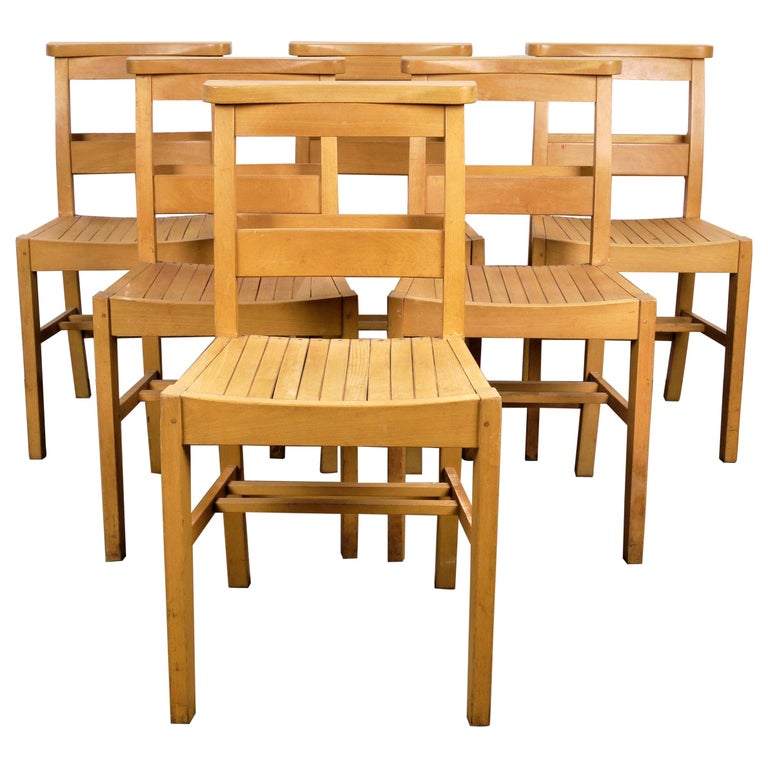 1960s Dining Church Chapel Chairs In Beech Wood Set Of Eight For Sale At 1stdibs
