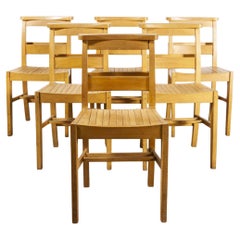 1960's Dining Church, Chapel Chairs in Beech Wood, Set of Six