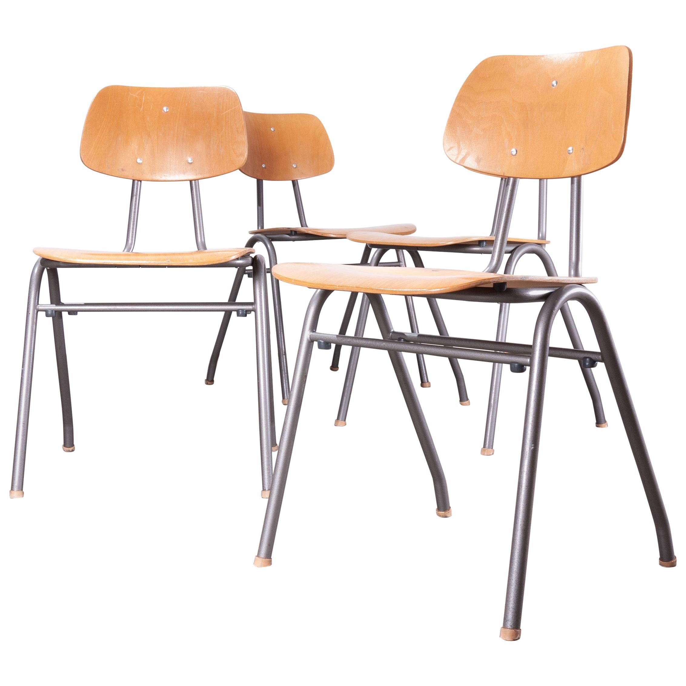 1960s Dining School/University Chairs, Set of Four