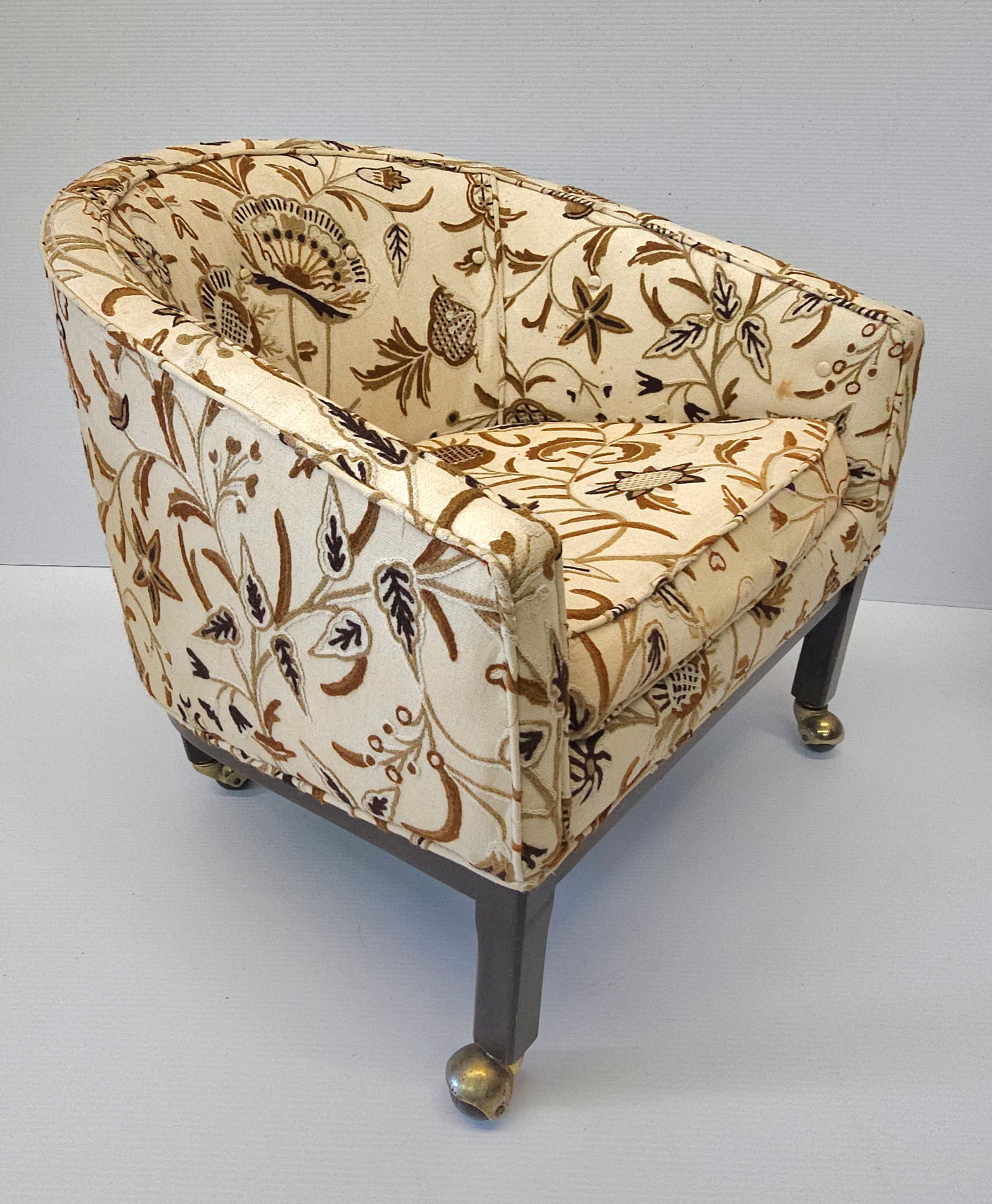 American 1960s Directional Petrified Needlepoint Cotton Felt Upholstered Lounge Chair For Sale