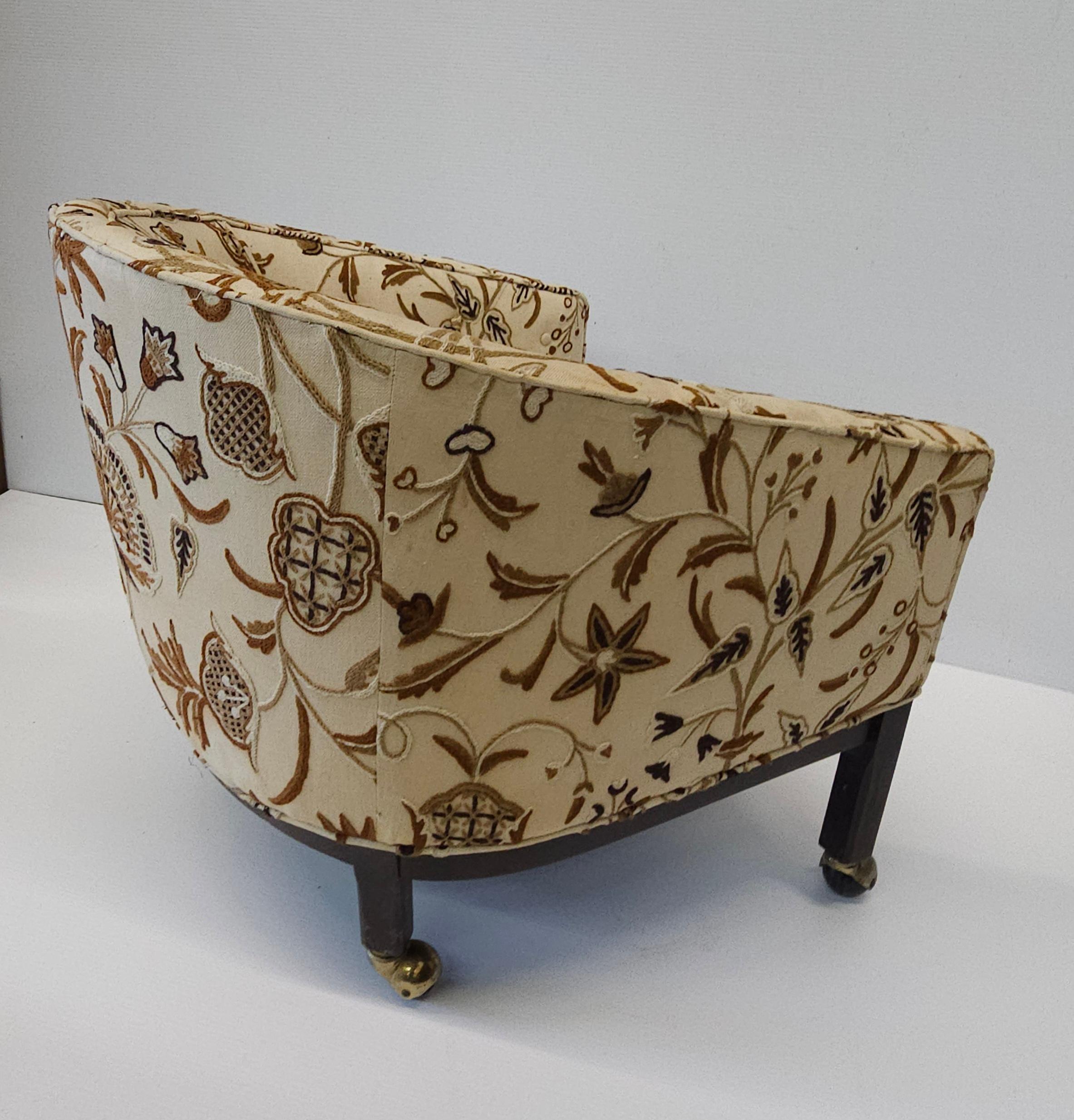 20th Century 1960s Directional Petrified Needlepoint Cotton Felt Upholstered Lounge Chair For Sale
