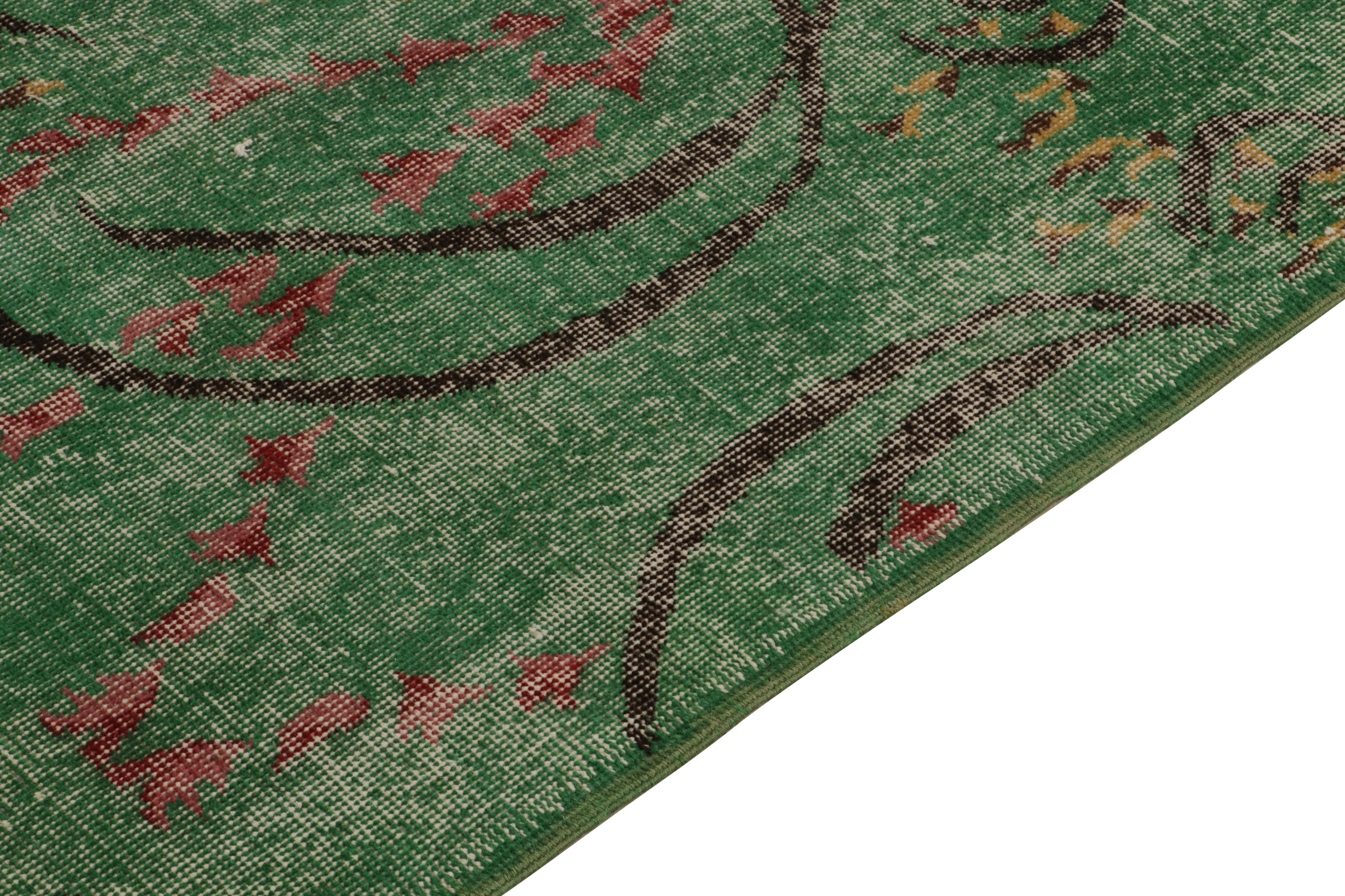 1960er Art-Deco-Teppich in Grün, Schwarz und geometrischen Mustern von Rug & KIlim (Türkisch) im Angebot