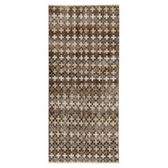 1960s Vintage Runner in Beige-Brown, Gray, White Cross Patterns by Rug 
Kilim