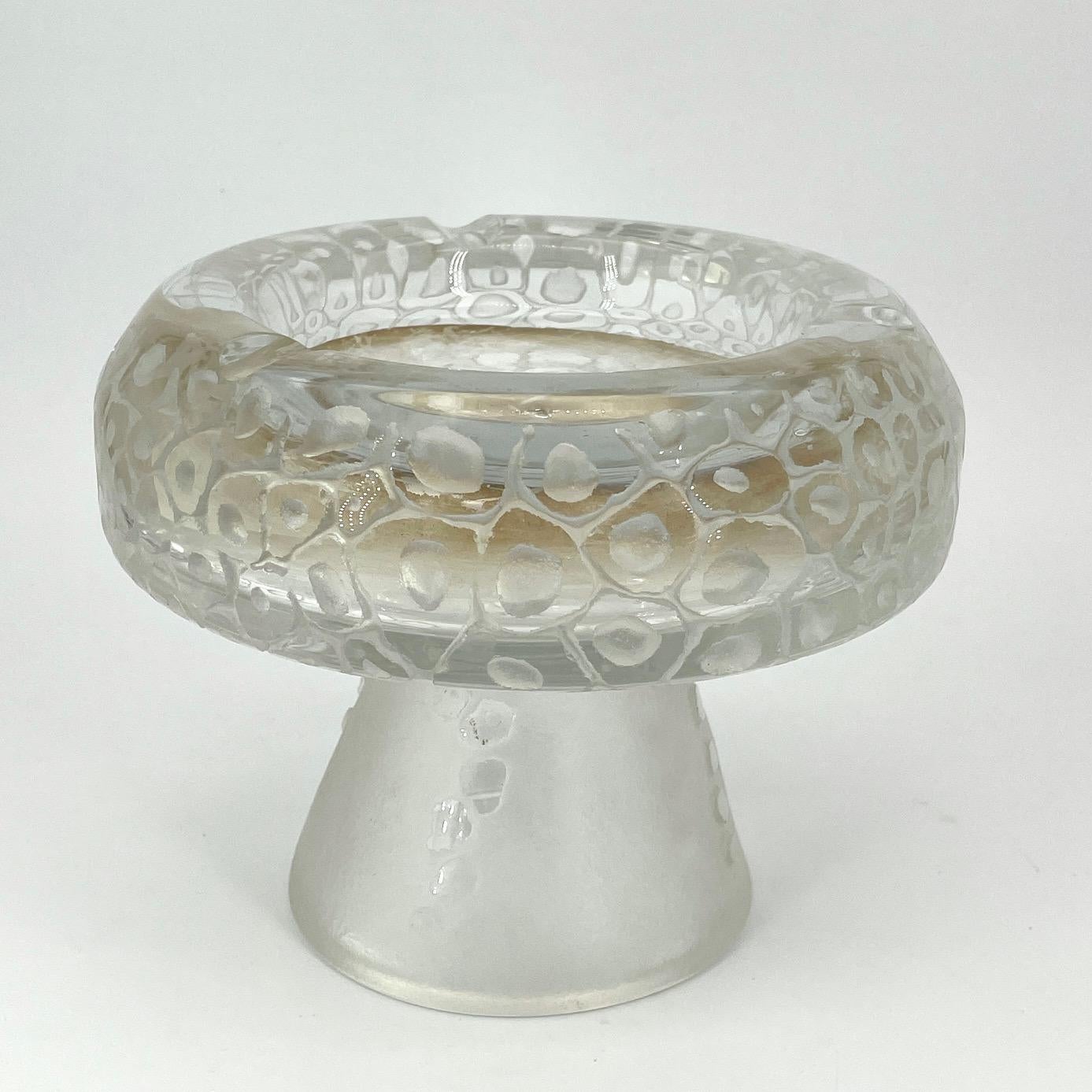 Mid-20th Century 1960s Dolomite Mushroom Art Glass Footed Ashtray Vintage Italian Mid-Century Era For Sale