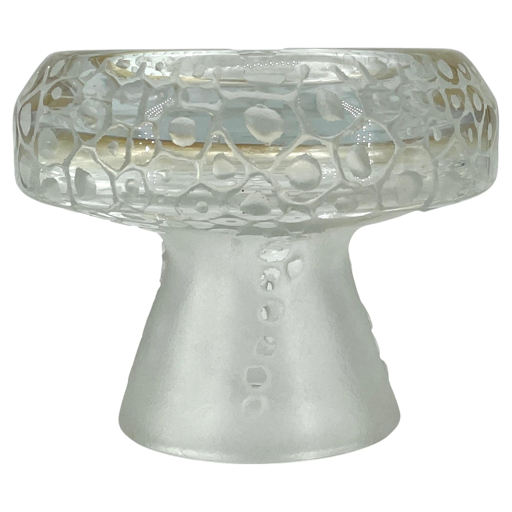 1960s Dolomite Mushroom Art Glass Footed Ashtray Vintage Italian Mid-Century Era For Sale